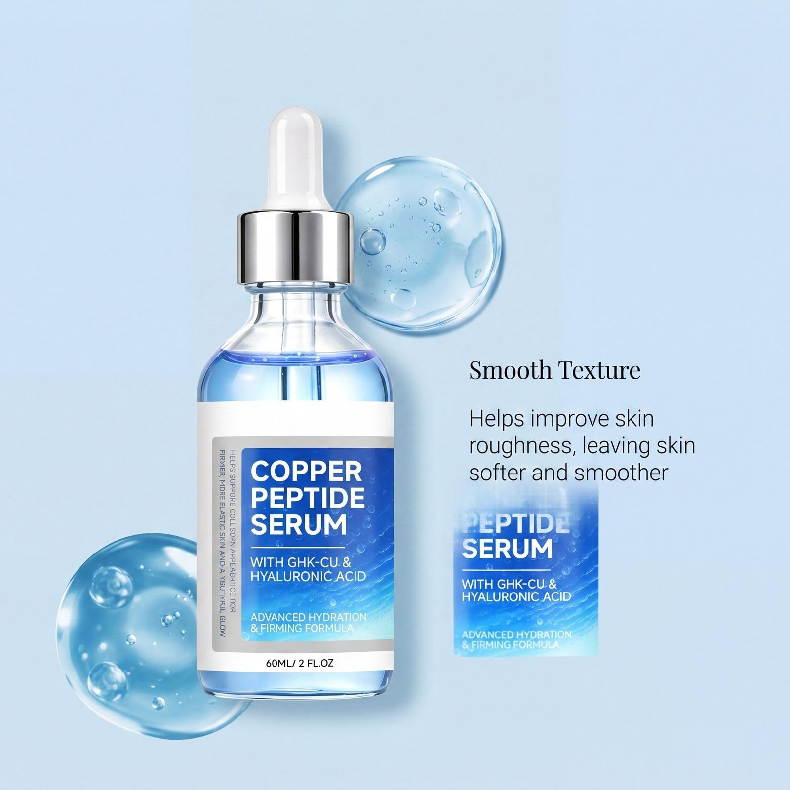 GHK-Cu Serum z peptydami miedzianymi do twarzy i szyi - Nawilżająca pielęgnacja przeciwstarzeniowa dla drobnych linii i elastyczności skóry, stymuluje kolagen, pomaga ujędrnić skórę (6 szt.)