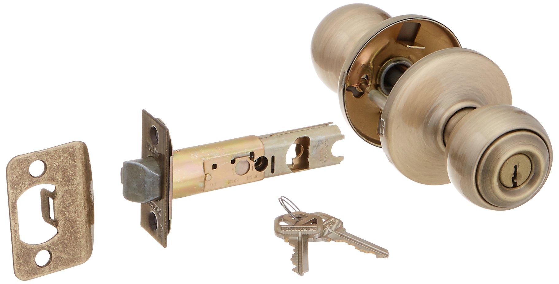 Kwikset 400P 5 Polo Keyed Entry Knob, Antique Brass