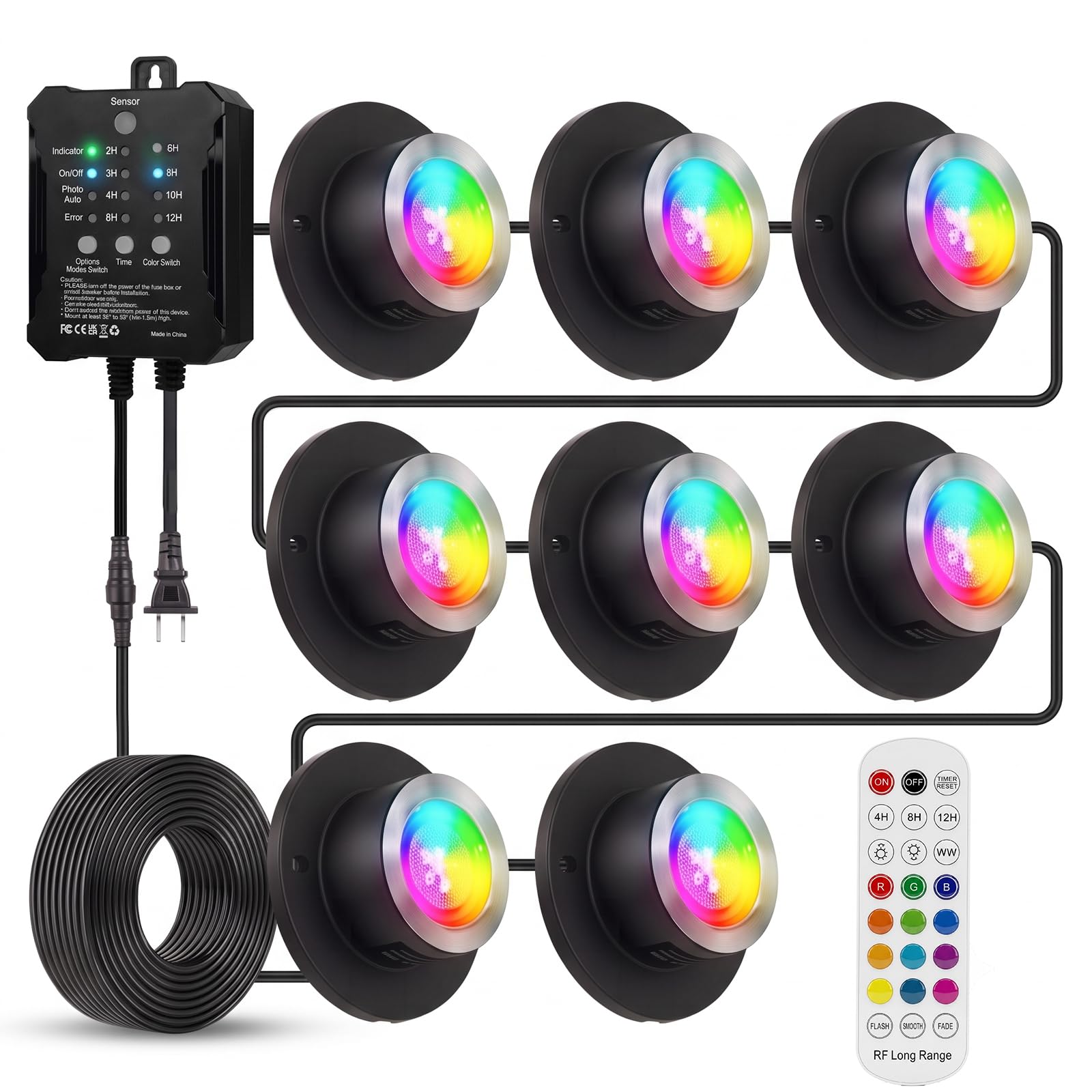 SMY Lighting RGBWW Teichbeleuchtung Unterwasserbeleuchtung Teich | mit Photozellensensor und Timer, Niedervolt Transformator, IP68 Wasserdicht Poolbeleuchtung