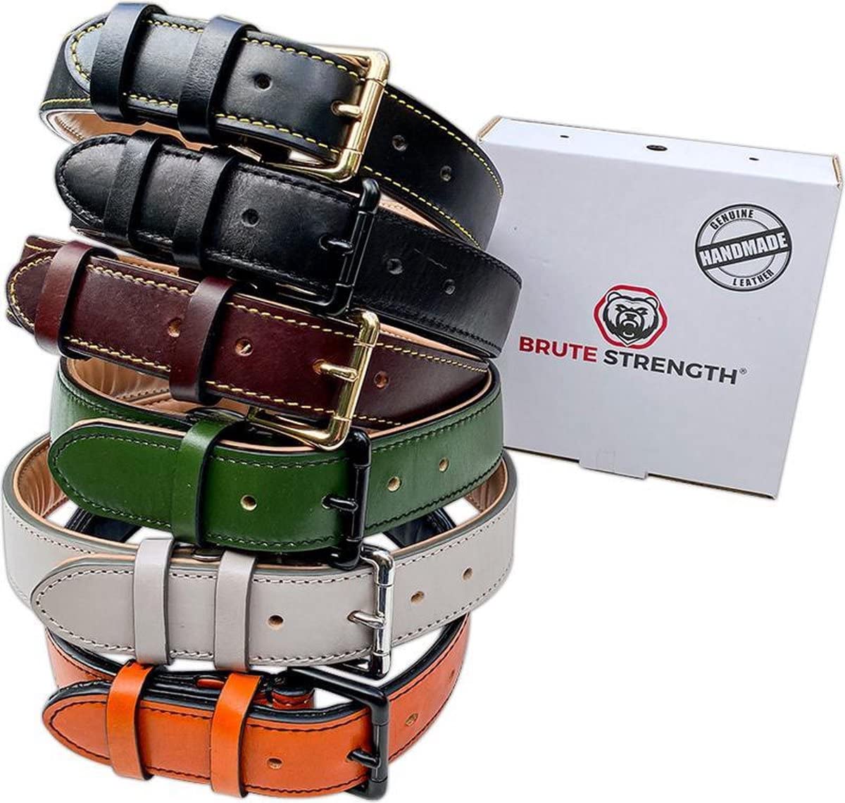 Brute Strength Collar Perro Marrón, Costuras Negras XXL · 66–73 x 3,5 cm