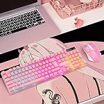 Clavier rose et jeu de souris USB Kawaii filaire ComboRGB Feux de fond N'est pas en conflit avec l'aiguillage mécanique Brown 4200DPI souris PC Console de jeu PS4 PS5