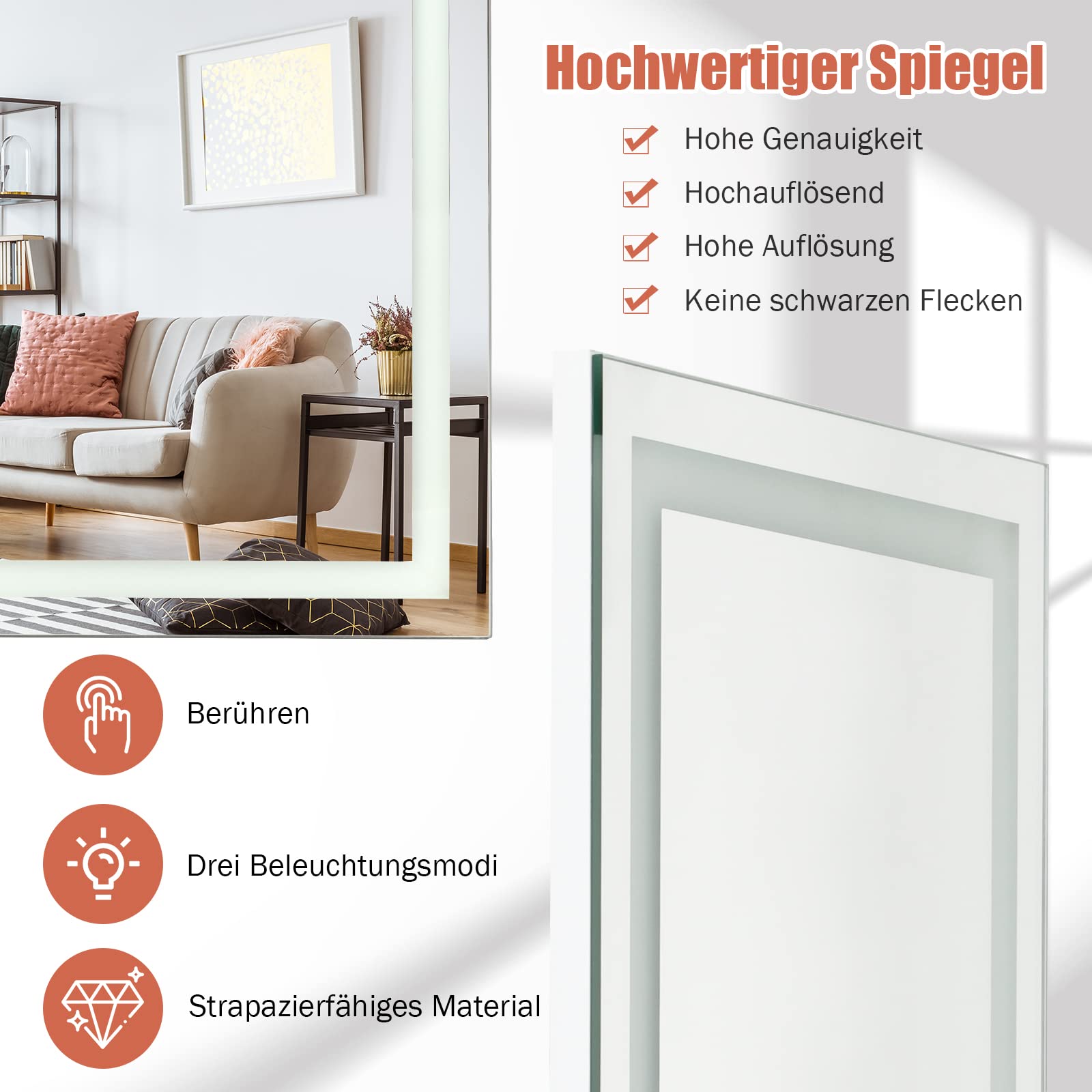 GOPLUS Espejo de Pared Cuerpo Entero 37 x 120 cm 2 en 1, para Puerta, Longitud Completa, Estilo Moderno, para Salón Dormitorio Baño, Gancho de Cologar 4,5 cm, Blanco