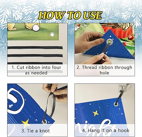 Miniatura 2 de Deroro Christmas O Holy Night Religious Door Cover Decorations, Xmas Jesus Nativity Scene Sheep Rabbit Front Door Banner Background, Winter Holiday