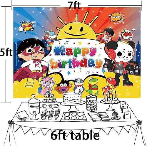 Miniatura 6 de Ryans World - Fondo de fondo para fiestas de niños fondo rojo para decoración de fiesta de cumpleaños 7 x 5 pies