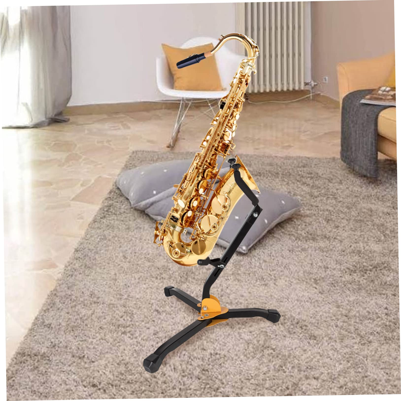 VICASKY Faltbarer Saxophonständer Tragbarer Saxophonhalter mit Schwamm aus Eisen und Abs Professionell für Altsaxophon und Tenorsaxophon für Zuhause und Musikunterricht