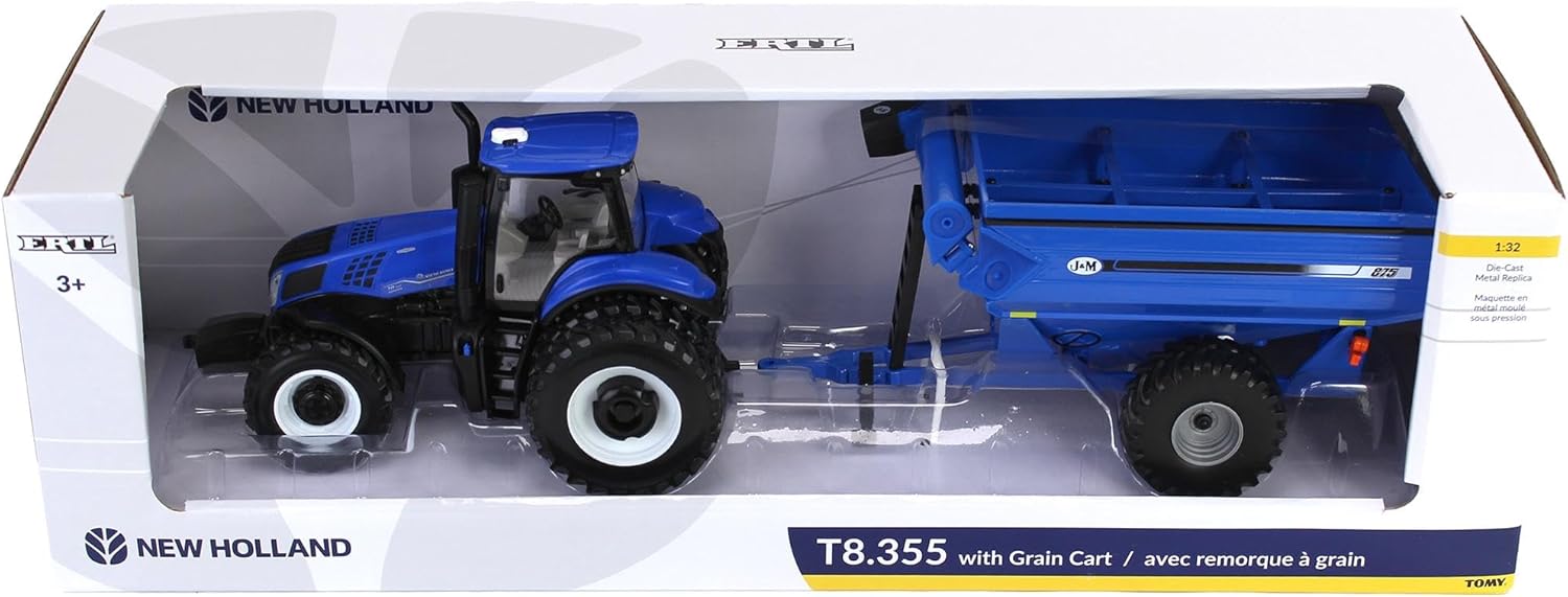 ERTL 1/32 New Holland Genesis T8.355 Tractor with J&M Grain Cart 61028