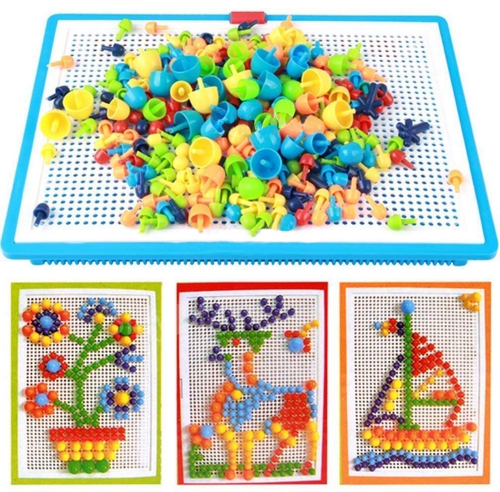 PARTEET Creative Jigsaw Puzzle Building Nails Blocks | Colorful Nails | Pegboard Educational Toy for Kids (Multicolor)