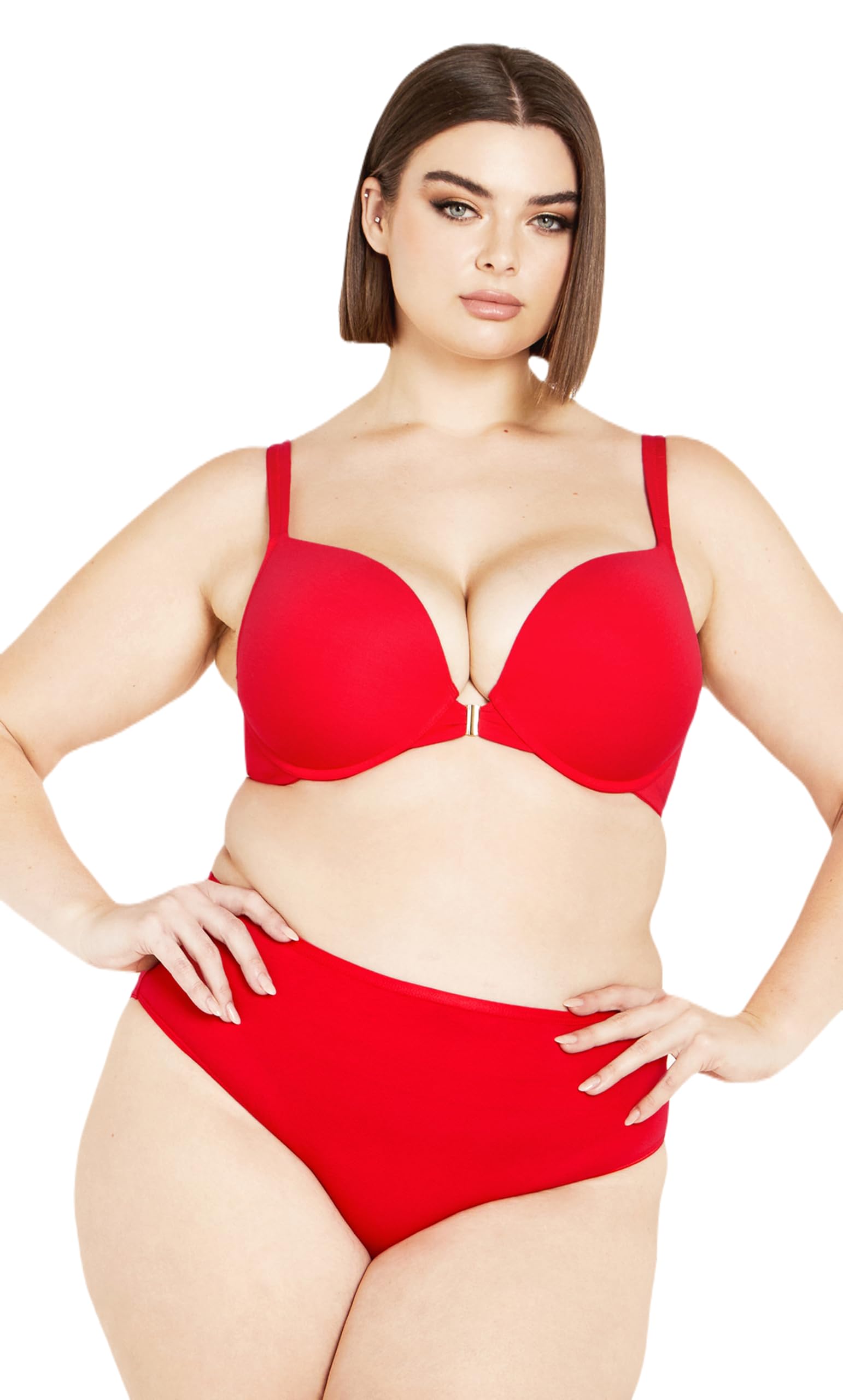 City Chic Women's Plus Size Bra - Smooth & Chic Front Close Cotton Push Up