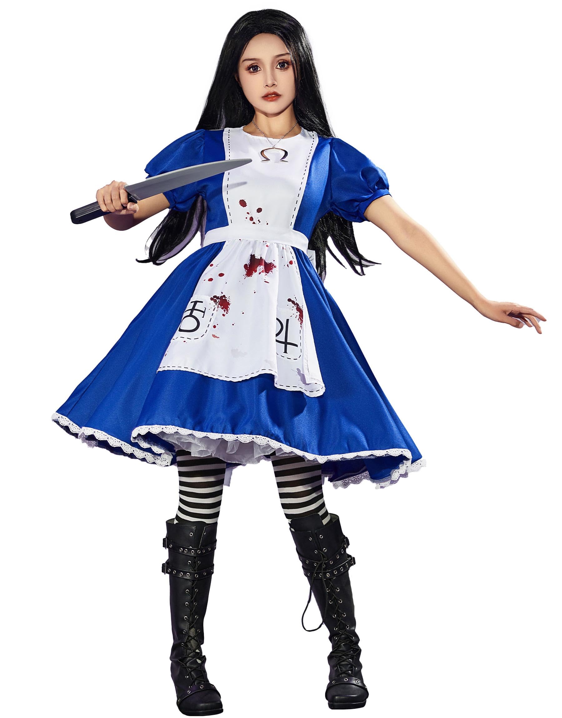 miccostumes Women's Cosplay Costume Halloween Dress With Apron Skull Pendant
