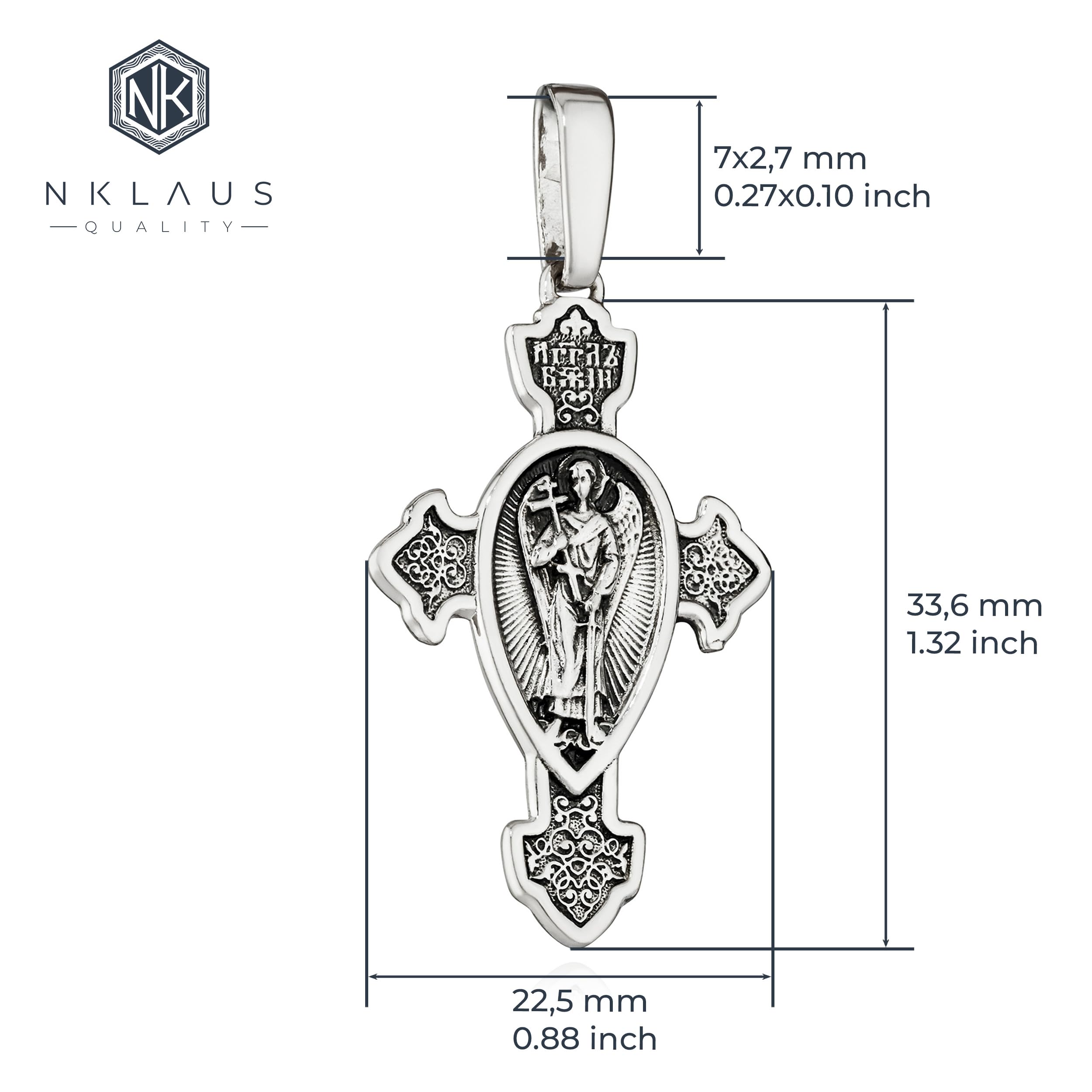 NKlaus Zawieszka do łańcuszka srebro 925 anioł stróż 33,6 mm x 22,5 mm boska aura elegancja 15514, Srebro
