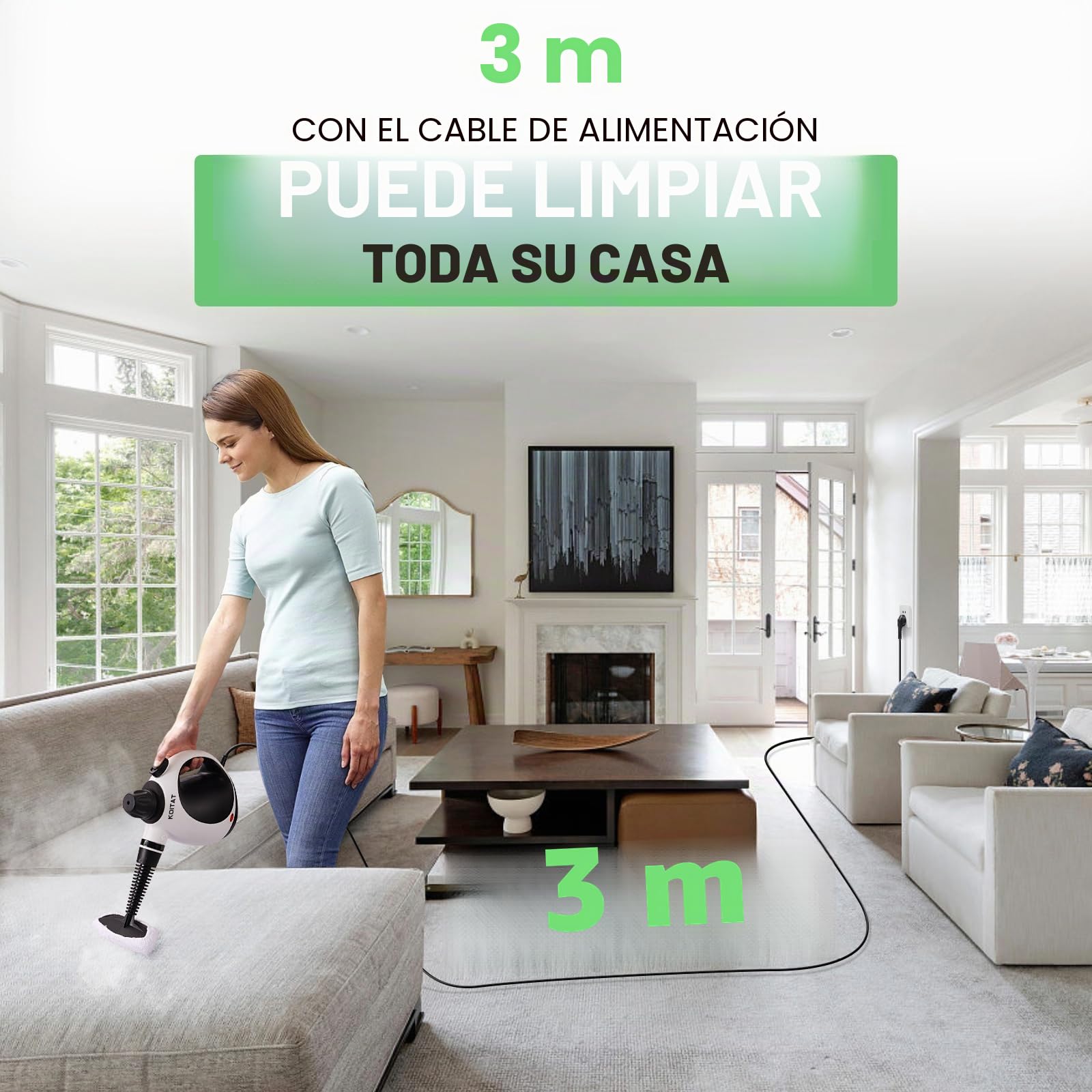 Limpiador de vapor portátil a presión con 10 accesorios, limpiador a vapor para tapicería, con bloqueo de seguridad, para casa, coche, accesorios