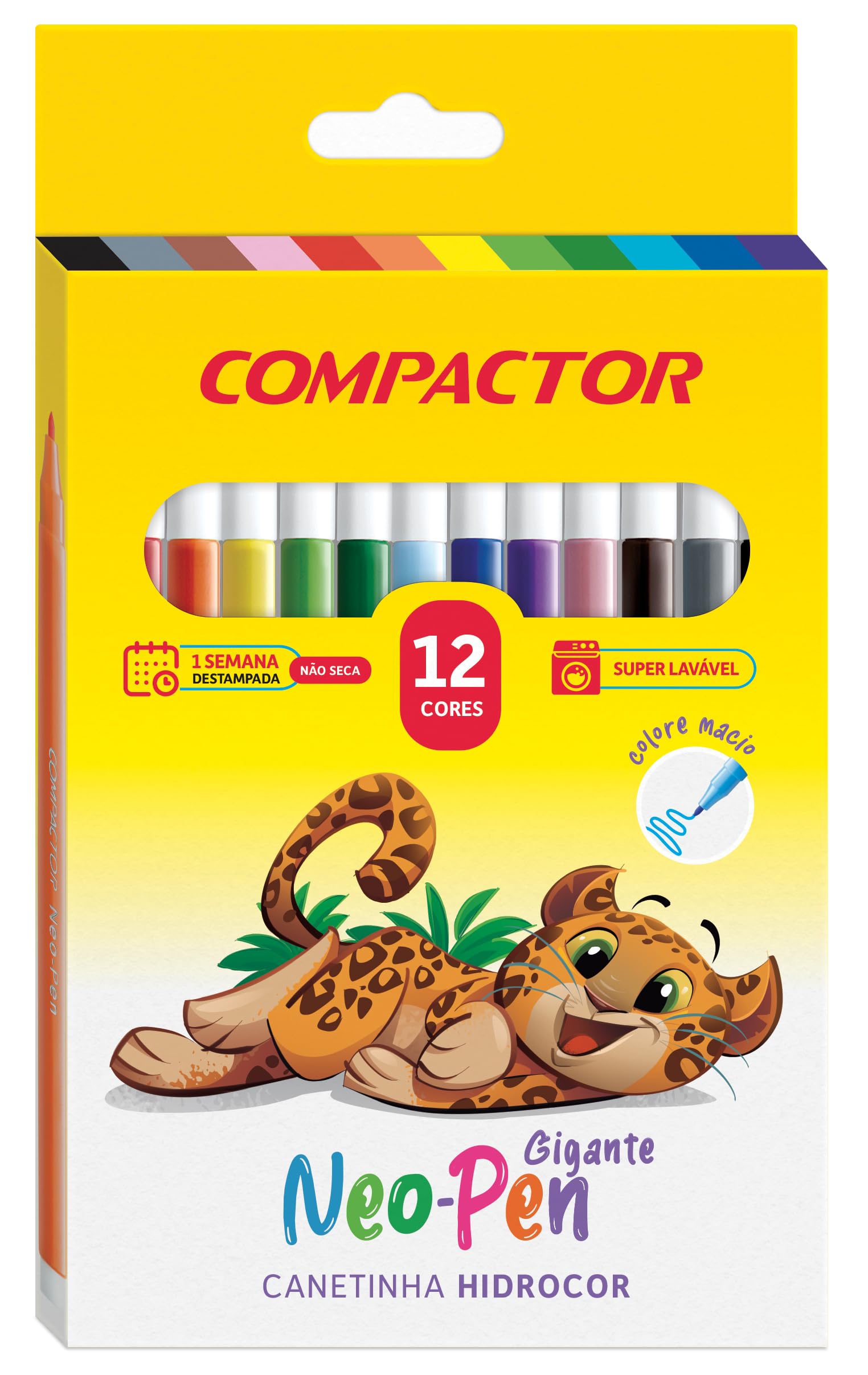 Caneta Hidrográfica Compactor Neo-Pen - 12 Cores | Amazon.com.br