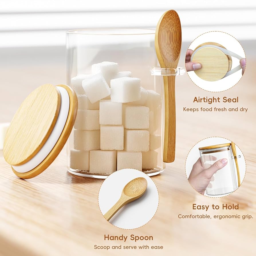 Amazon.com: KOIKEY Sugar Jar Glass Salt Container,15 Ounces