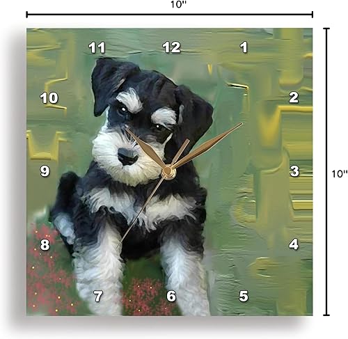 Miniatura 2 de 3dRose LLC Schnauzer Miniature - Reloj de pared (10.0 x 10.0 in)