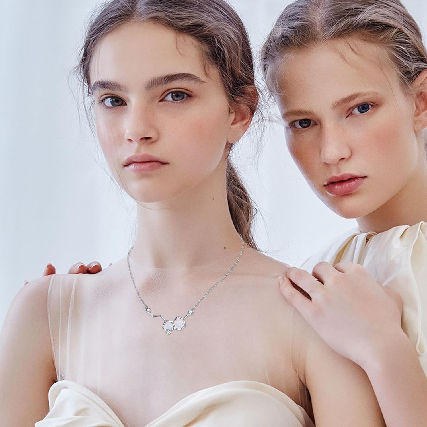 Serotonin Molecule Dopamine Necklace Sterling Silver Chemical Molecules Necklace Jewelry for Women - Image 5