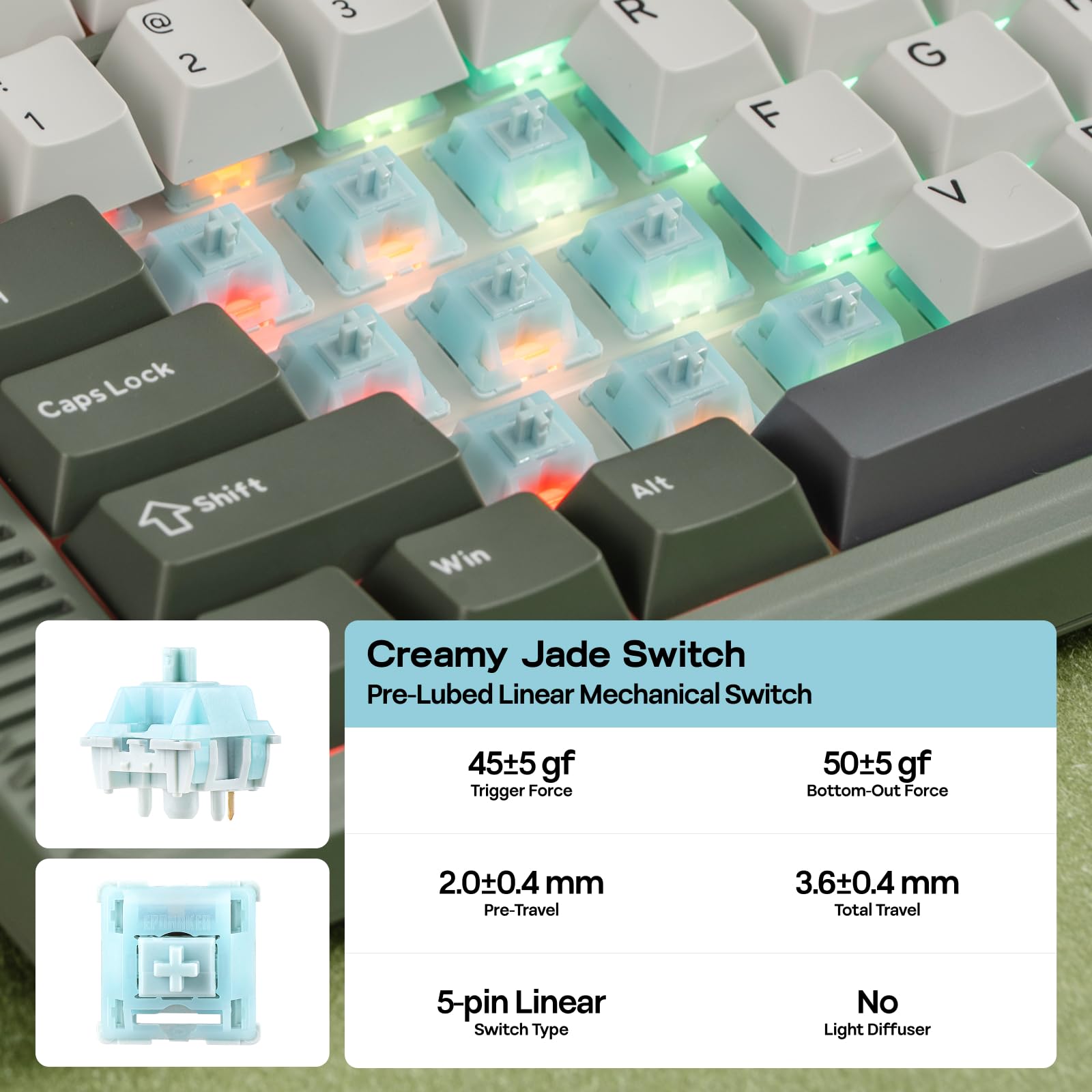 EPOMAKER RT85 Wireless Mechanical Keyboard with Joystick & DIY Screen, 8000mAh, BT/USB/2.4Ghz, Gasket, 5-Layer Paddings, Hot-Swap, PBT Keycap, 75% Gaming Keyboard (Retro White, Creamy Jade): Army Green Creamy Jade