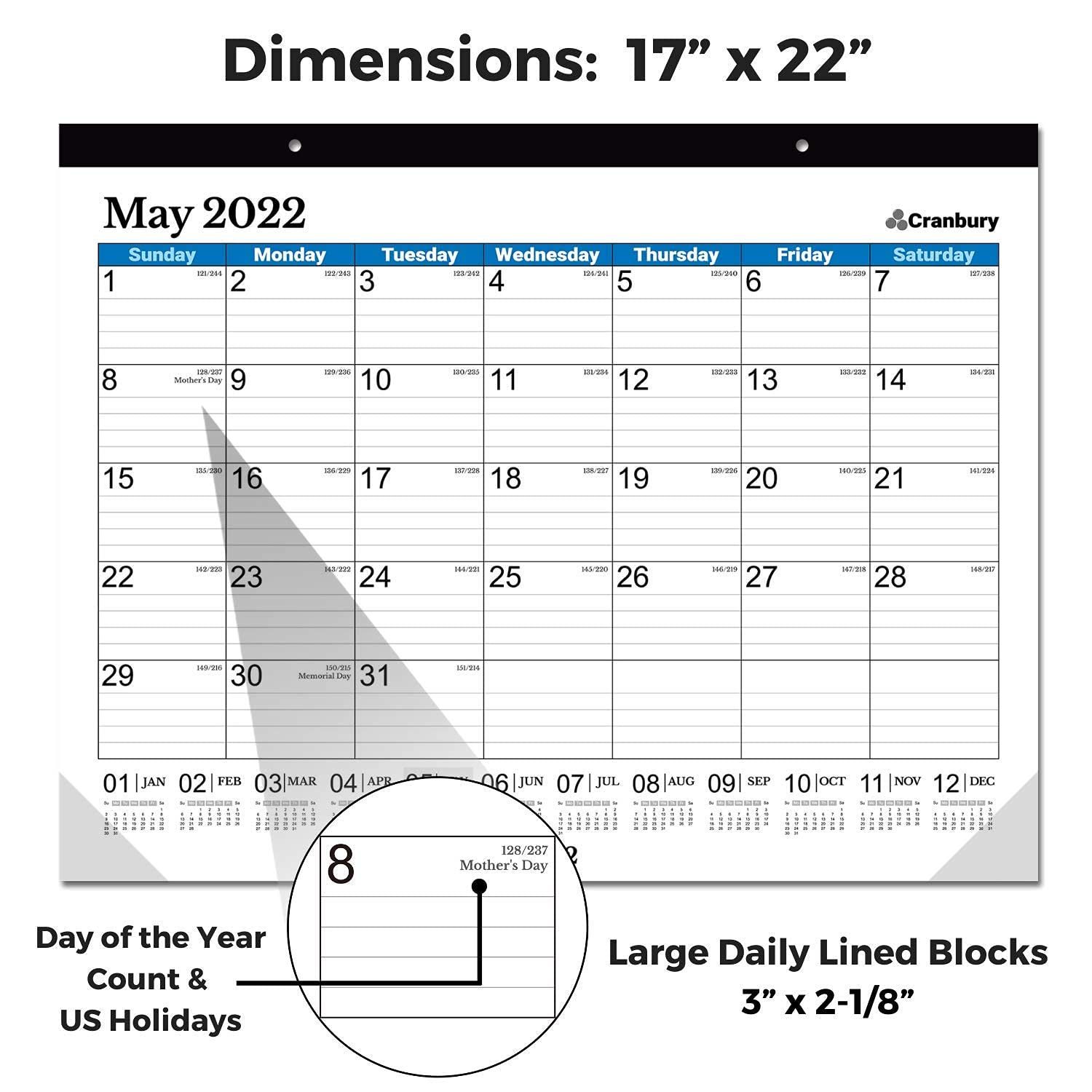 CRANBURY Large Calendar 2022 2023 Blue 17x22 Use To June 2023 cranbury-large-calendar-2022-2023-blue-17x22-use-to-june-2023