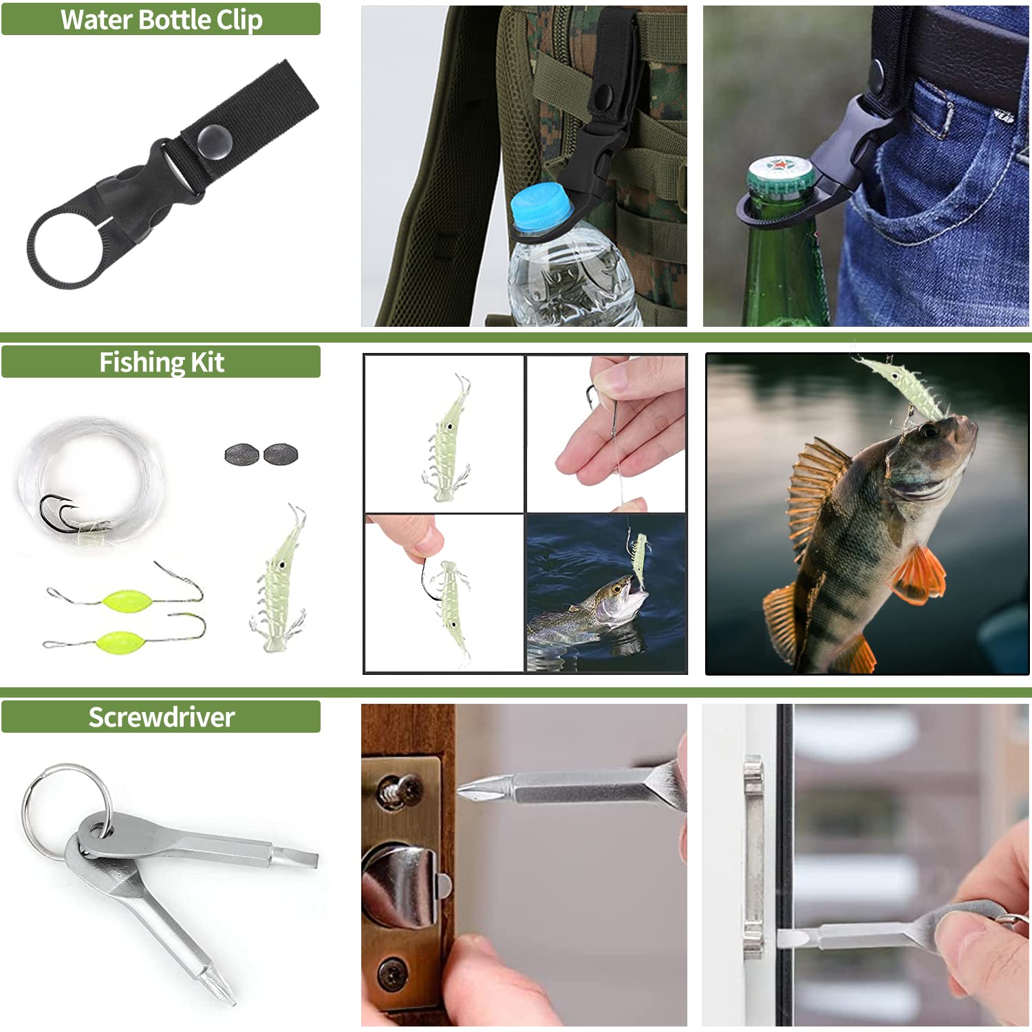 Kit Supervivencia 30 en 1 Survival Kit Militar Profesional para sobrevivencia, Senderismo, Trekking, Earthquake y desastres Naturales Hombres Regalo Ideal