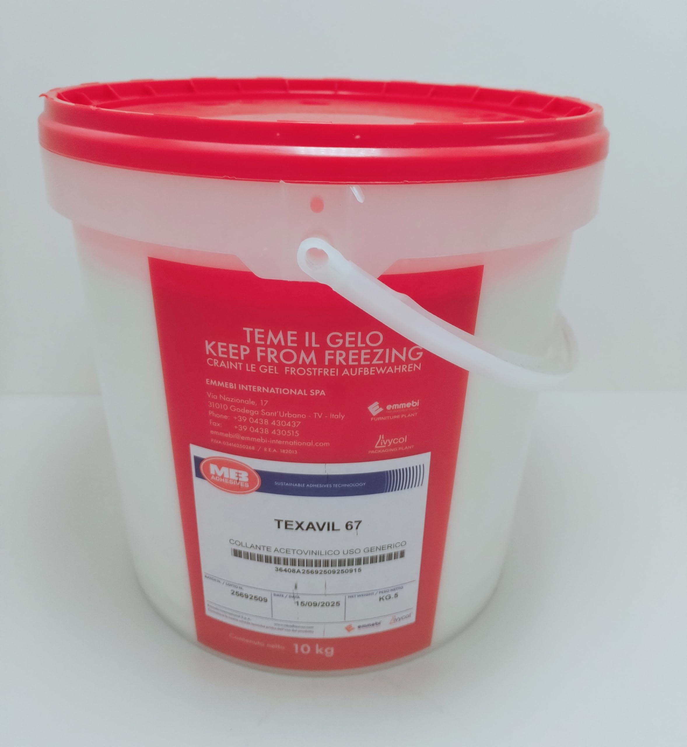 Colla Vinilica Professionale TEXAVIL Emmebi 1 Kg / 10 Kg – Adesivo per Legno, Carta e Cartone – Uso Interno, Trasparente, Alta Resistenza – Fai da Te e Falegnameria (10 KG)