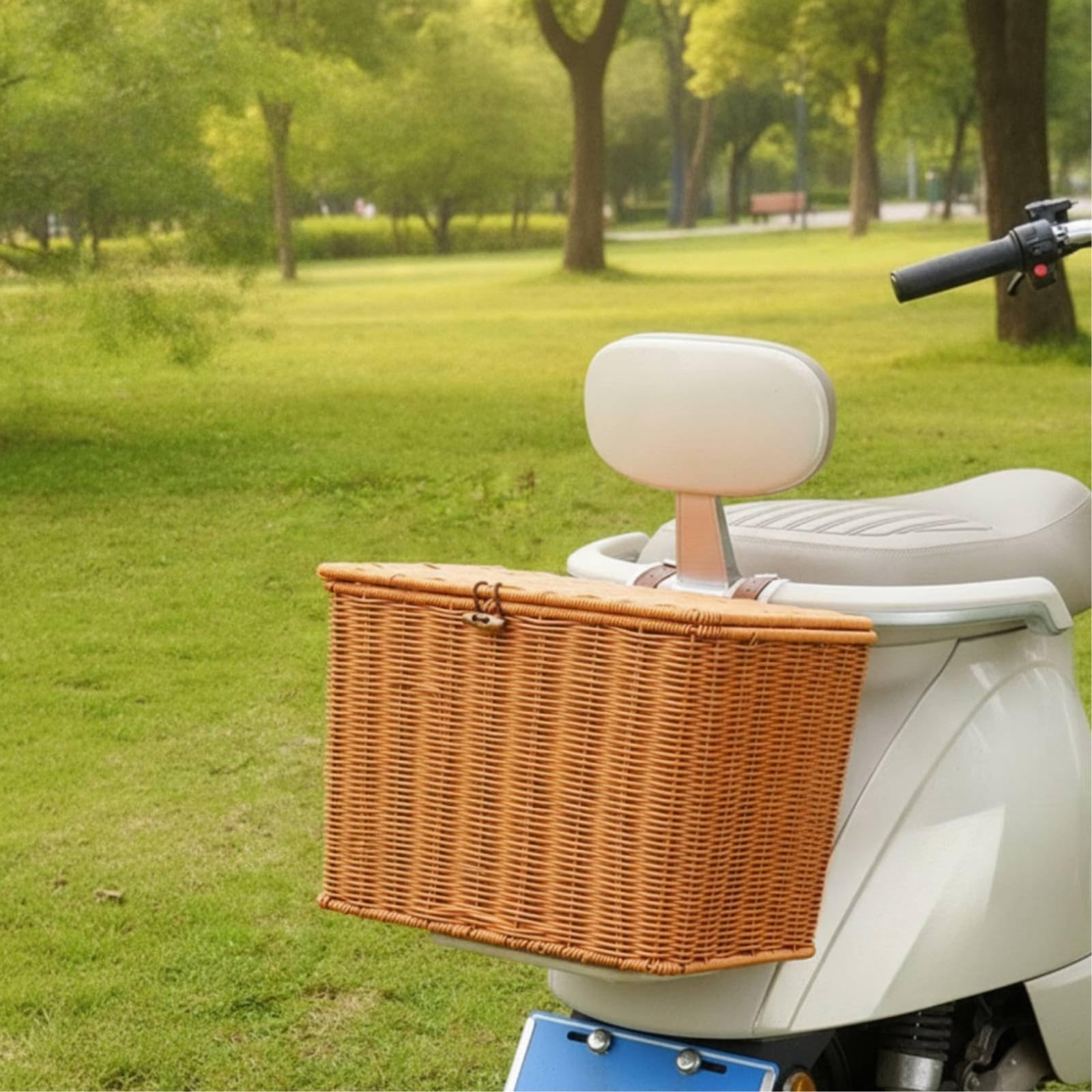 Cestino in Finto Rattan con Coperchio Spazioso Cestino Intrecciato con Coperchio Facile Accesso per Pendolarismo, Spesa