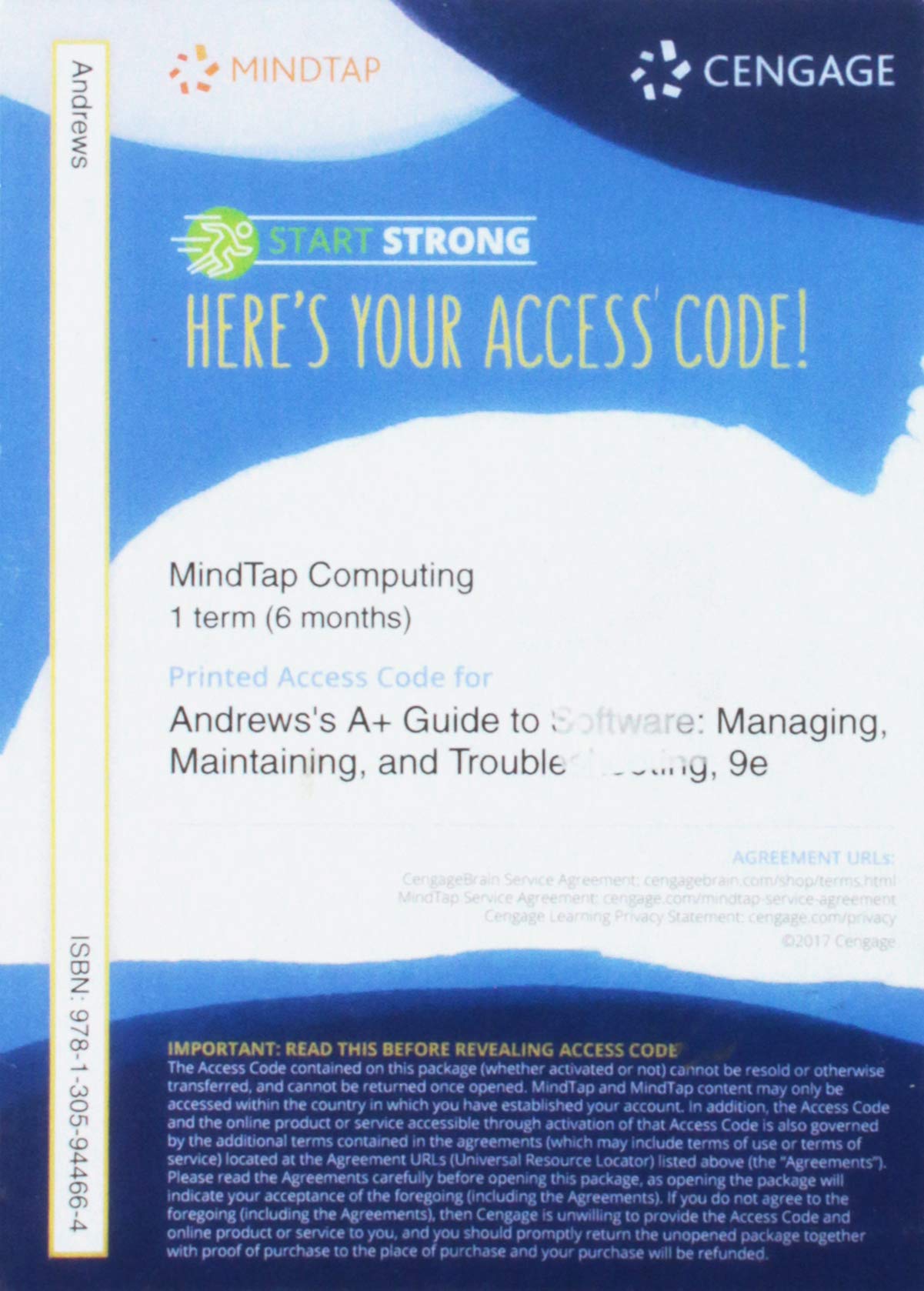 MindTap PC Repair, 1 term (6 months) Printed Access Card for Andrews' A+ Guide to Software, 9th