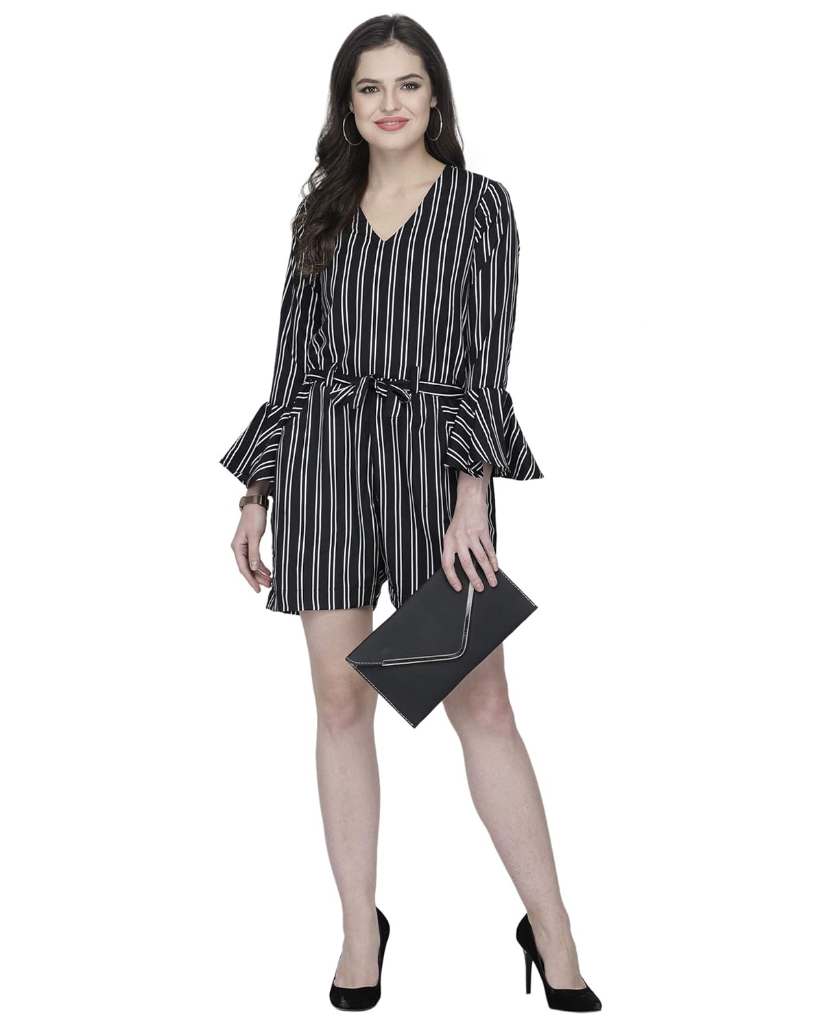 TR34231 S drape romper black COWL DRAPE JUMPSUIT – Halston