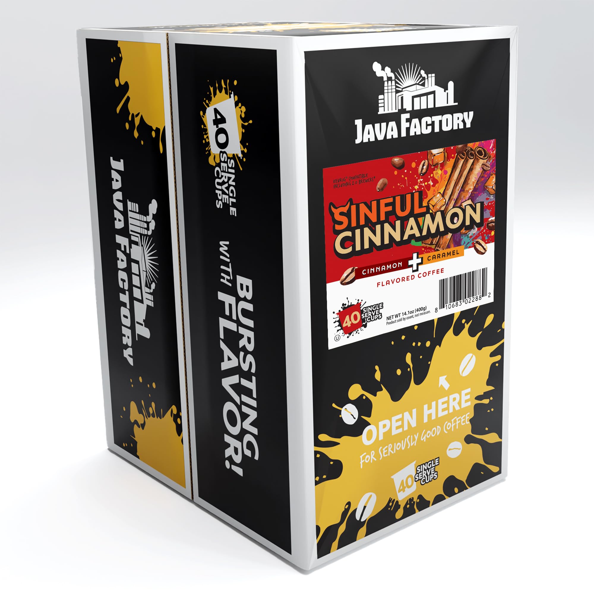 Amazon.com: Java Factory Coffee Pods Cinnamon Flavored Coffee Compatible  with K Cup Brewers Including 2.0, Sinful Cinnamon, 40 Count : Grocery &  Gourmet Food