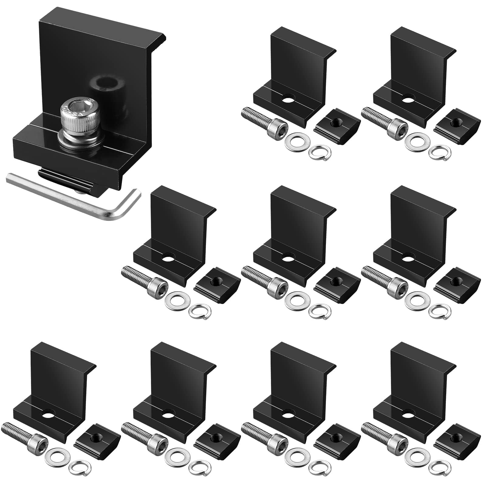 8 Stück Endklemmen 30mm Schwarz, Endklemmen für Solarmodule, Solarmodul Halterung, Verstellbare Solar Panel Z Halterung, Mit innenliegendem 6-Winkelschlüssel, für Dächer Wände Boote Wohnmobile
