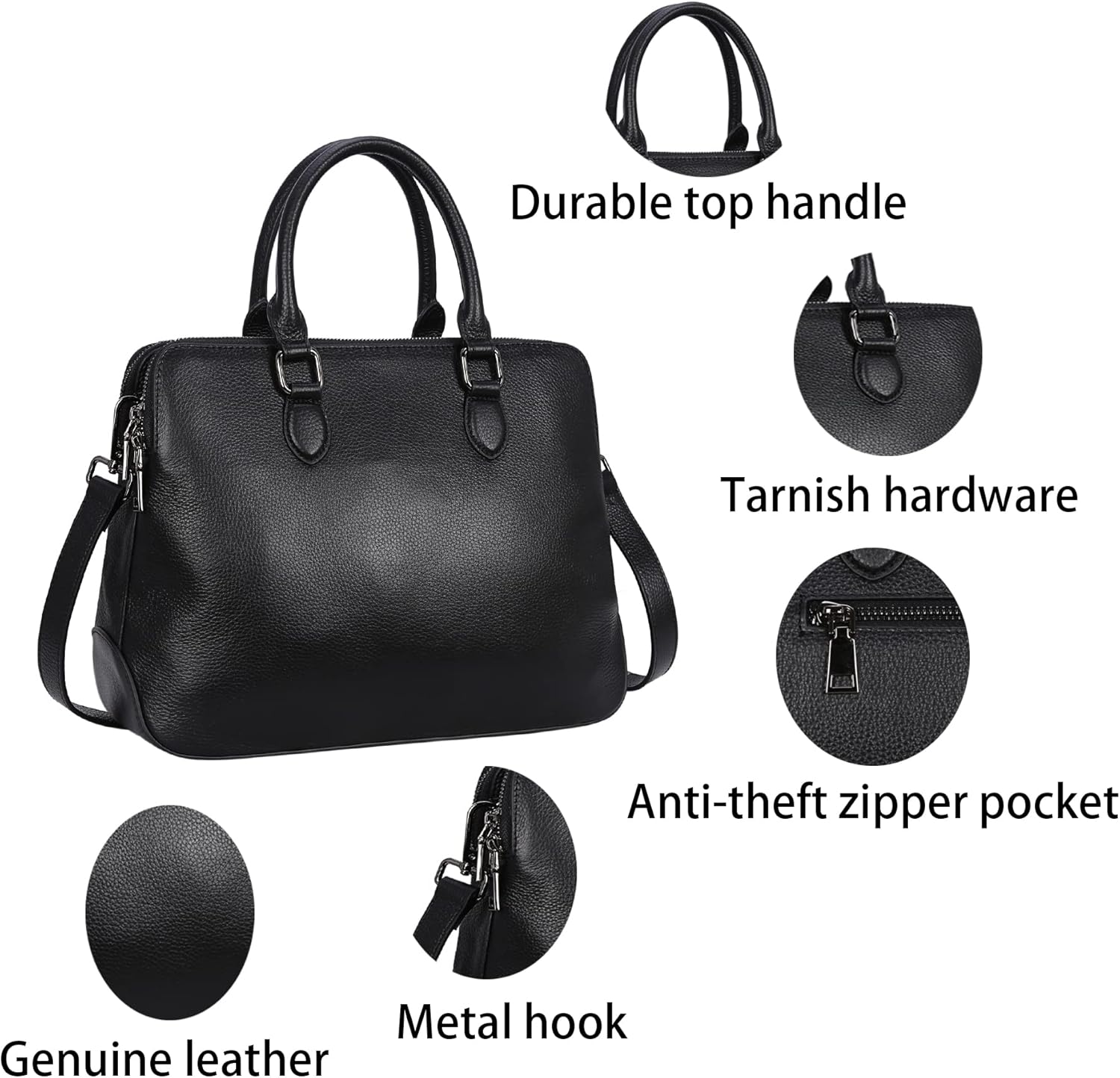 HESHE Genuine Leather Purses and Handbags for Women Tote Bags Shoulder Purses Crossbody Bag Top Handle Handbags - Image 6