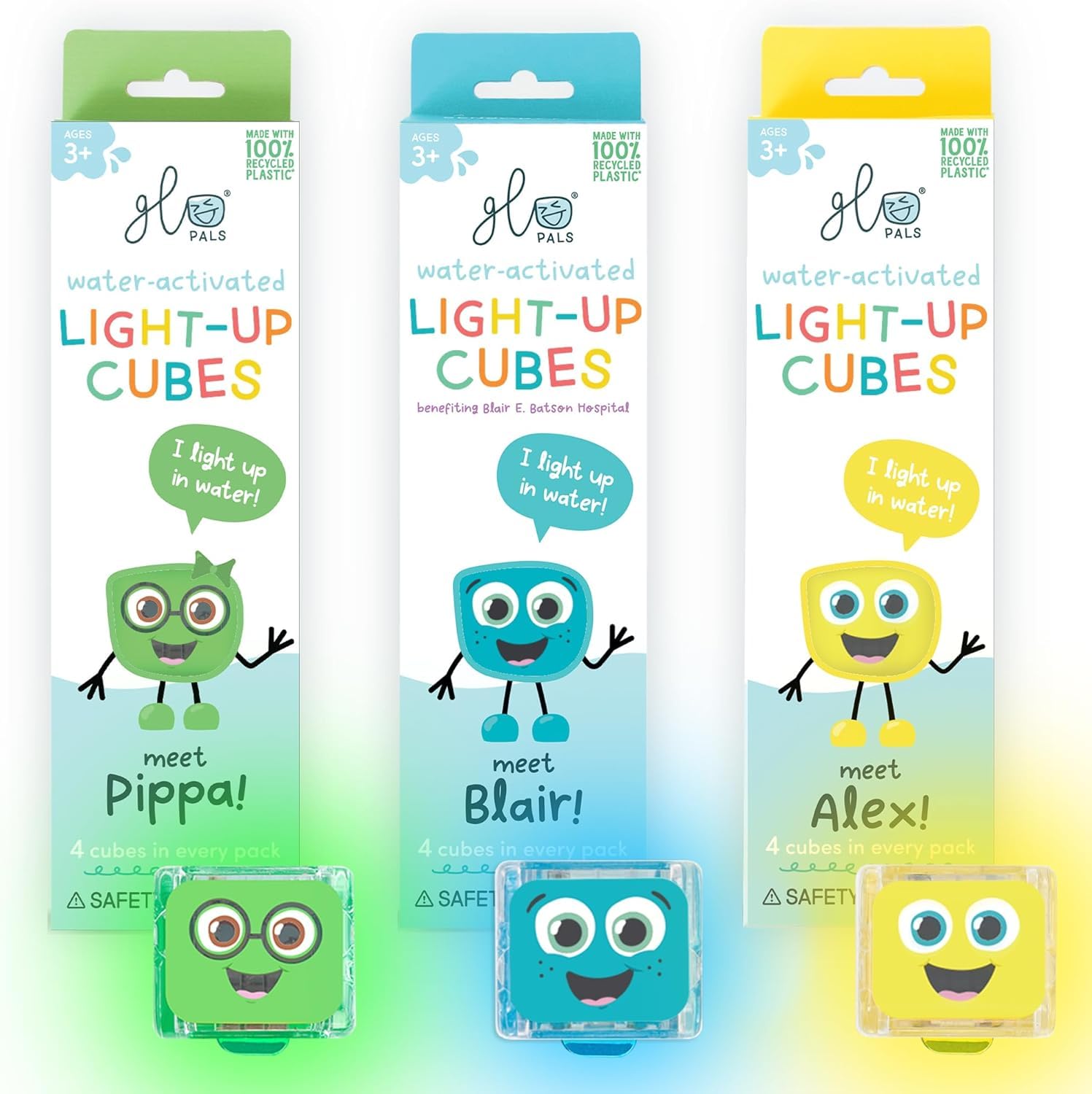 Glo Pals Water-Activated Light-Up Cubes Bundle for Sensory Play – 12 Pack (Extraordinary Earth)