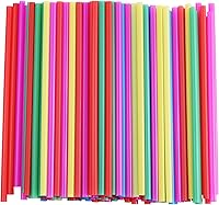 Vista 1 de ALINK Pajitas de 8mm de ancho en colores brillantes surtidos, pajitas de plástico gruesas desechables para licuados, paquete de 100