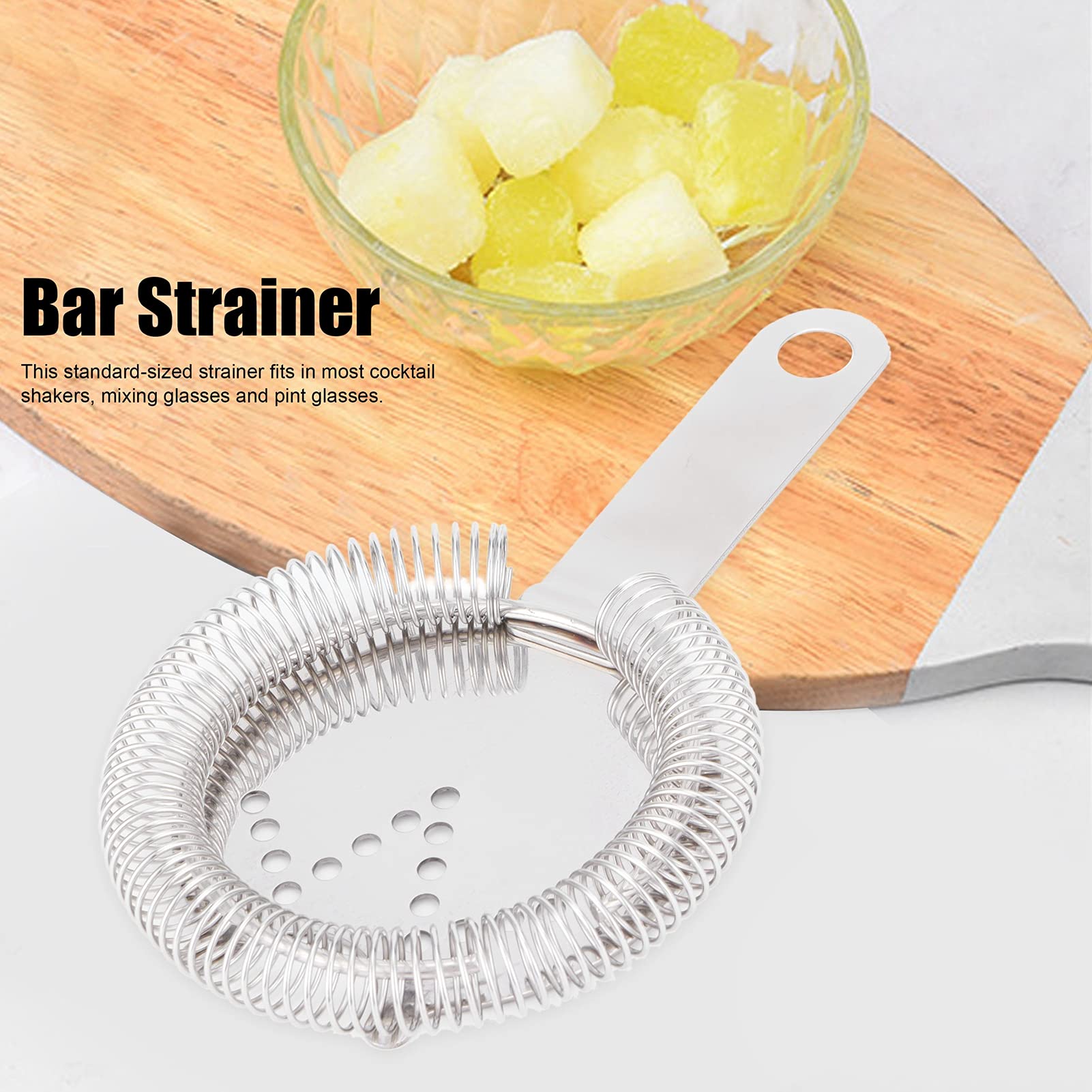 Cocktail Strainer, Stainless Steel Strainer for Cocktails Bar Strainer Cocktail with Spring Drink Strainer for Bartenders Ice Filter Home Supplies