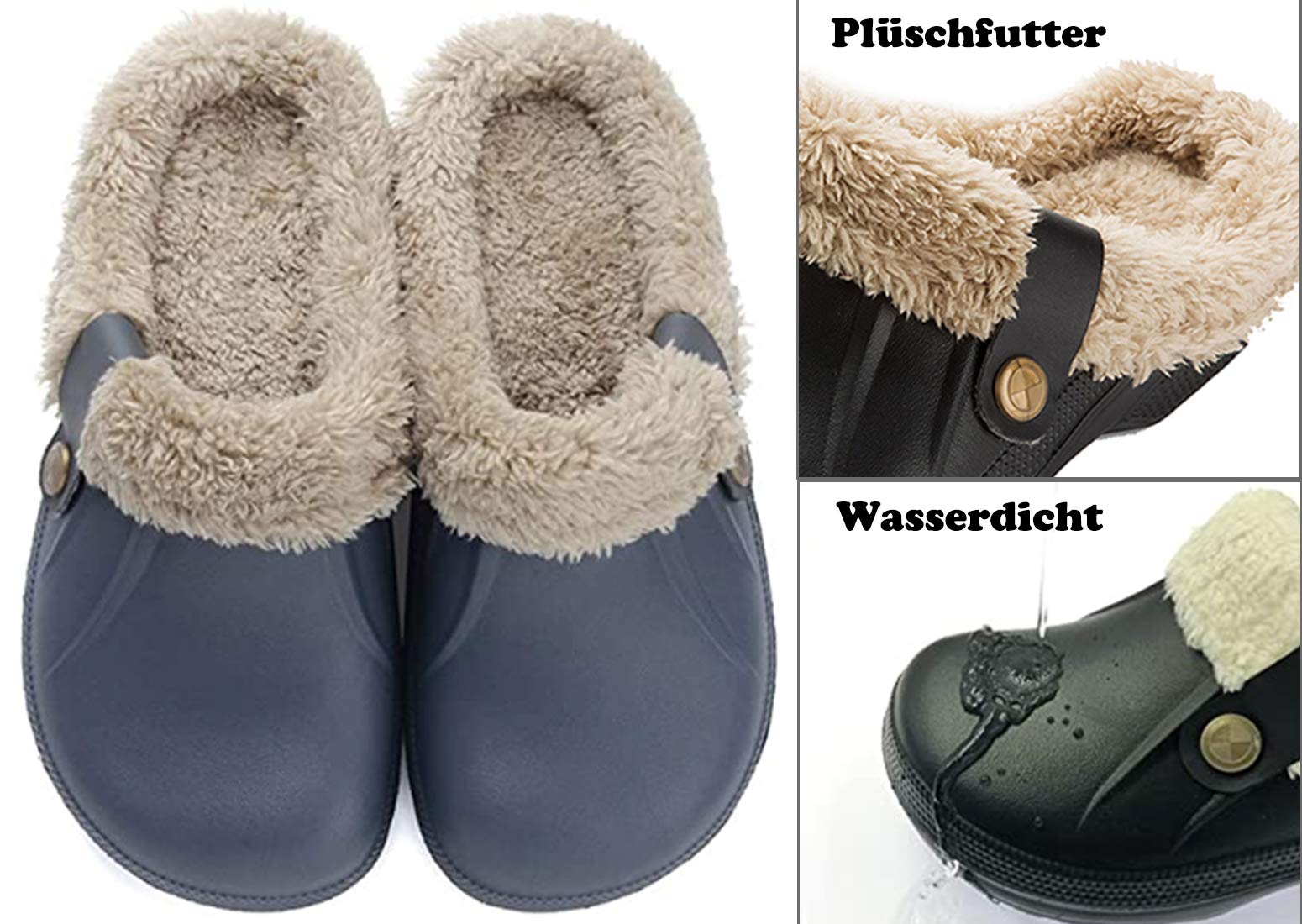 CELANDA Pantofole Invernali Donna Uomo Zoccoli e Sabot Unisex Ciabatte da casa Impermeabile Antiscivolo Scarpe da Giardino All'aperto/Interno,GR.35-47