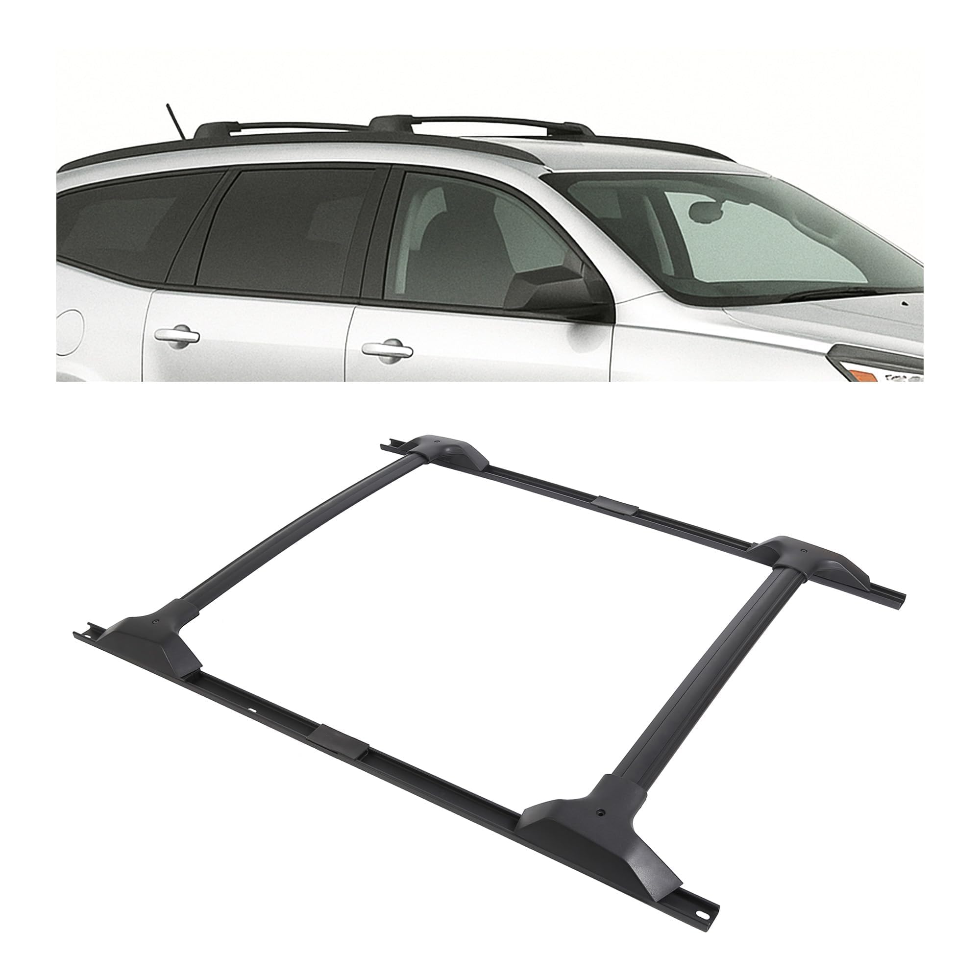 ECOTRIC Roof Rack Cross Bars & Side Rail Compatible with 2009-2017 Chevy Chevrolet Traverse LS/LT/LTZ Replacement for 19244268 Cargo Racks Rooftop Luggage Carrier 165 Lbs