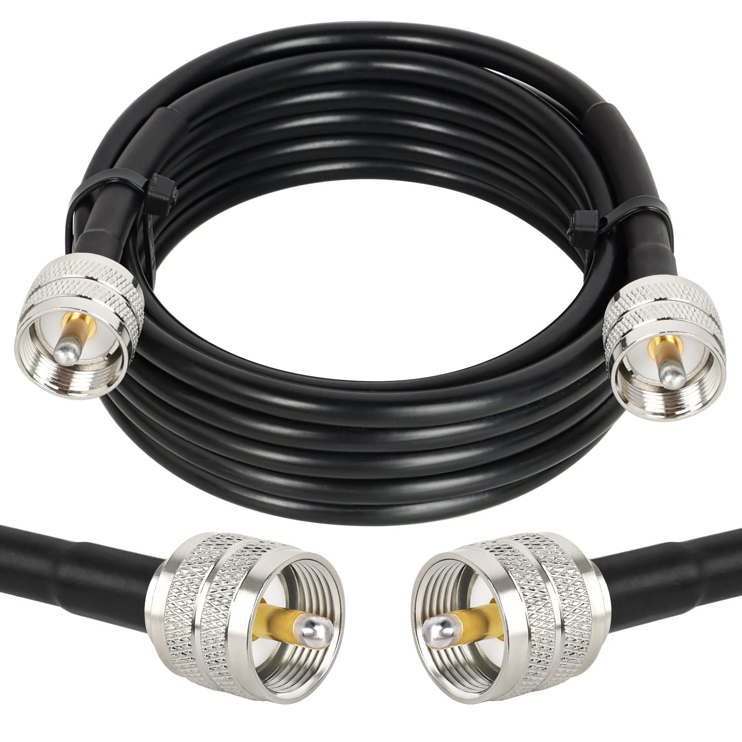 MOOKEERF RG8x Coaxial Cable 12ft,CB Coax Cable 50 Ohm,UHF PL259 Male to Male Low Loss CB Antenna Extension for HAM Radio,VHF Radio,SWR Meter,Dummy