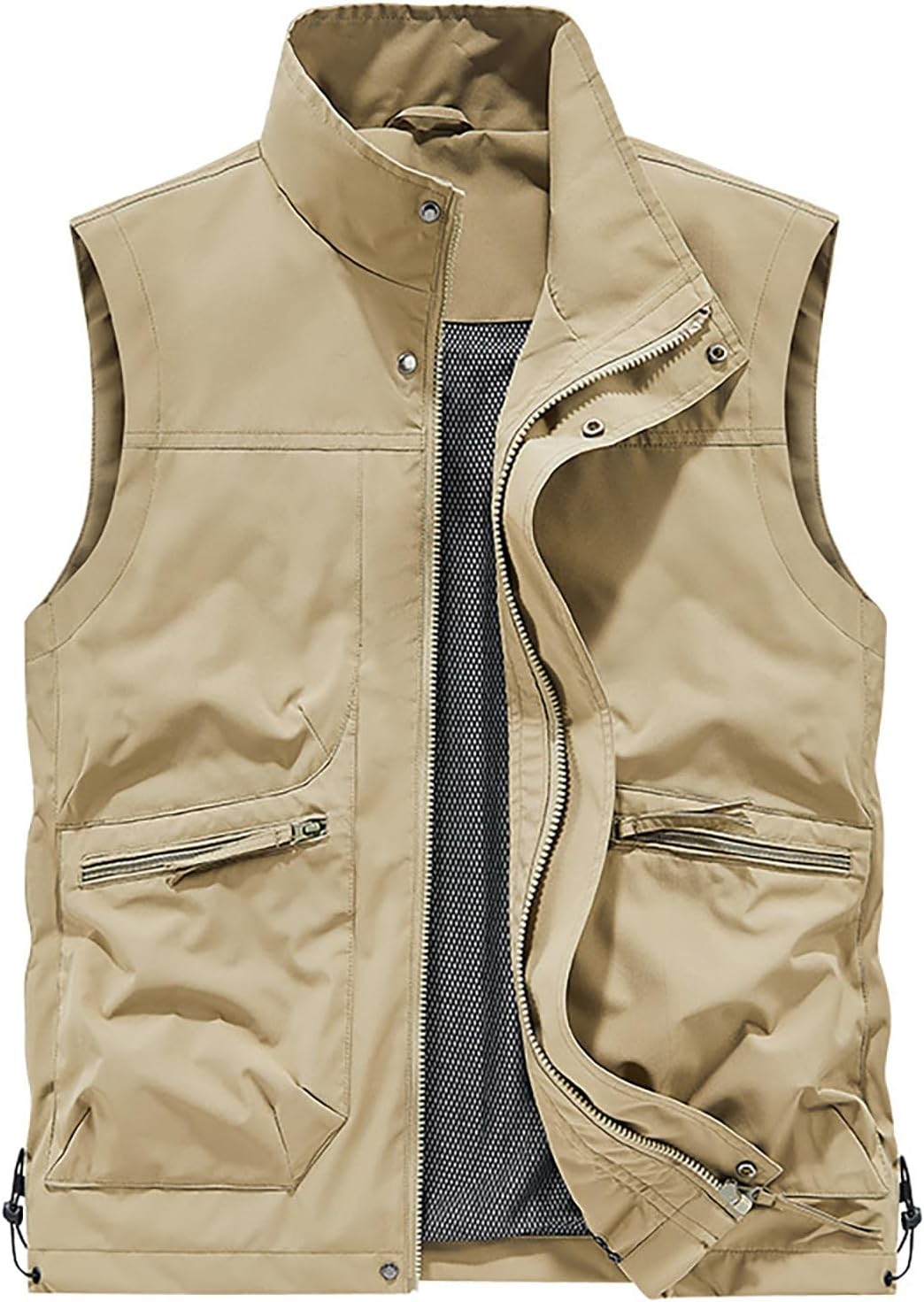 Shunking Men Vest Jacket Plus Size Zip Sleeveless Shirts | Fishing,Multi Pockets,Outdoor Photography,Camping Gear Organization,Hiking,Travel Sightseeing Tours,Urban Exploring Commutes