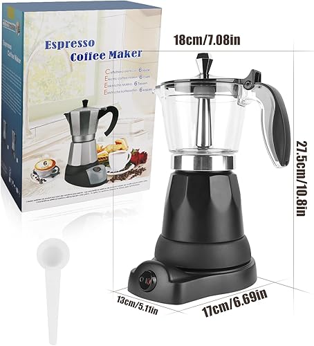 Miniatura 7 de SHANGSKY Cafetera eléctrica para 6 tazas, cafetera de café expreso, cafeteras eléctricas, cafetera italiana, cafetera, cafetera, portátil, de