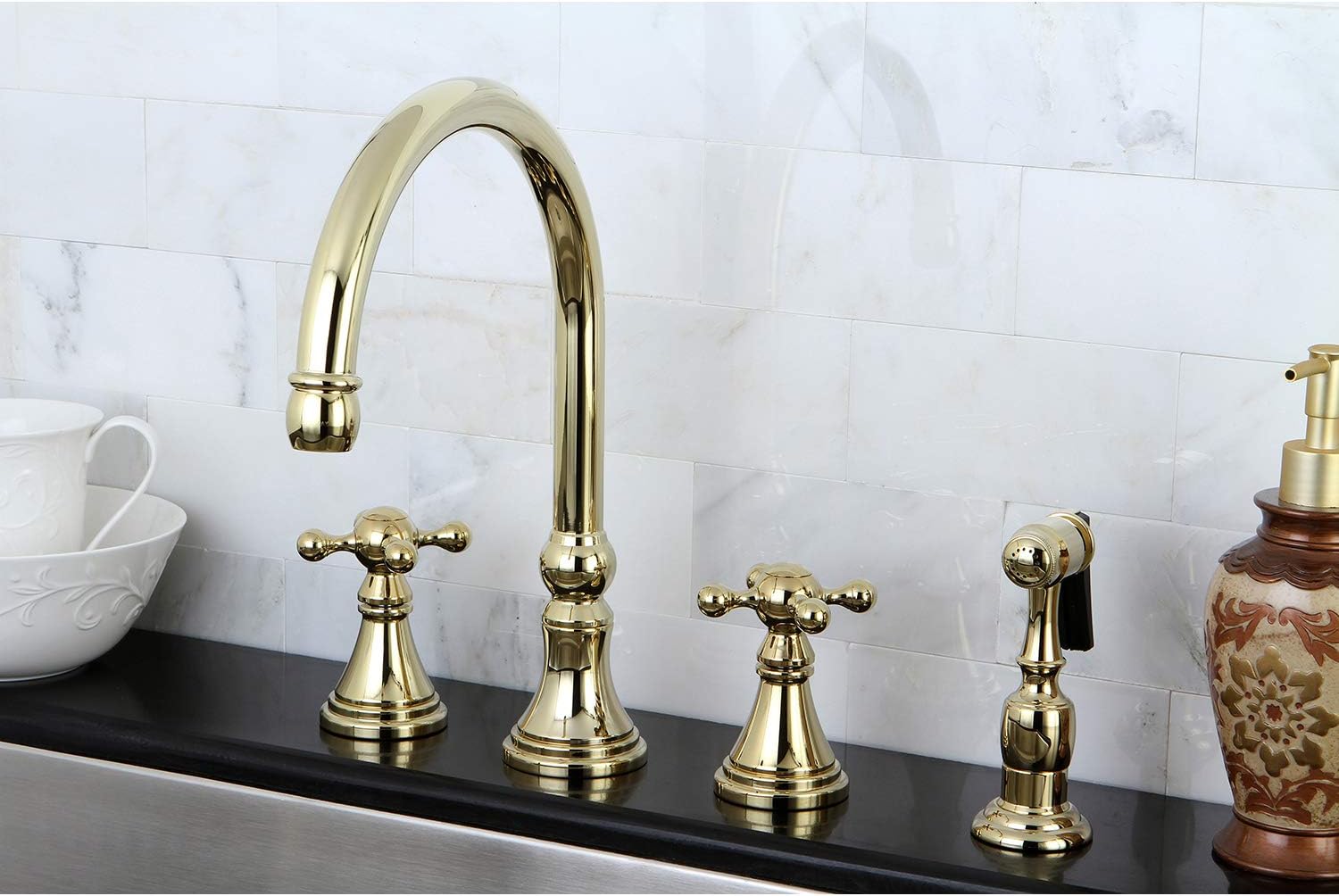 Best Cyber Monday 🔥 Kingston Brass KS2792KXBS Governor Deck Mount Kitchen Faucet with Brass Sprayer, 8-1/4-Inch, Polished Brass One-Day Sale: Up to 40% Off Kingston Brass KS2792KXBS Governor Deck Mount Kitchen Faucet with Brass Sprayer, 8-1/4-Inch, Polished Brass