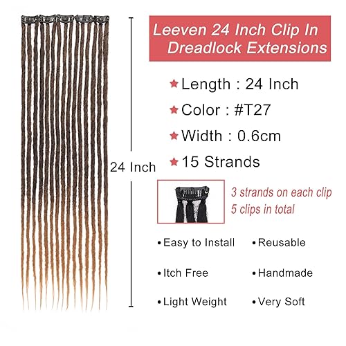 Miniatura 102 de Leeven Extensiones de rastas grises de 40 hebras, de 18 pulgadas, hechas a mano, suaves, de 0.2 in de ancho, extensiones de cabello sintético
