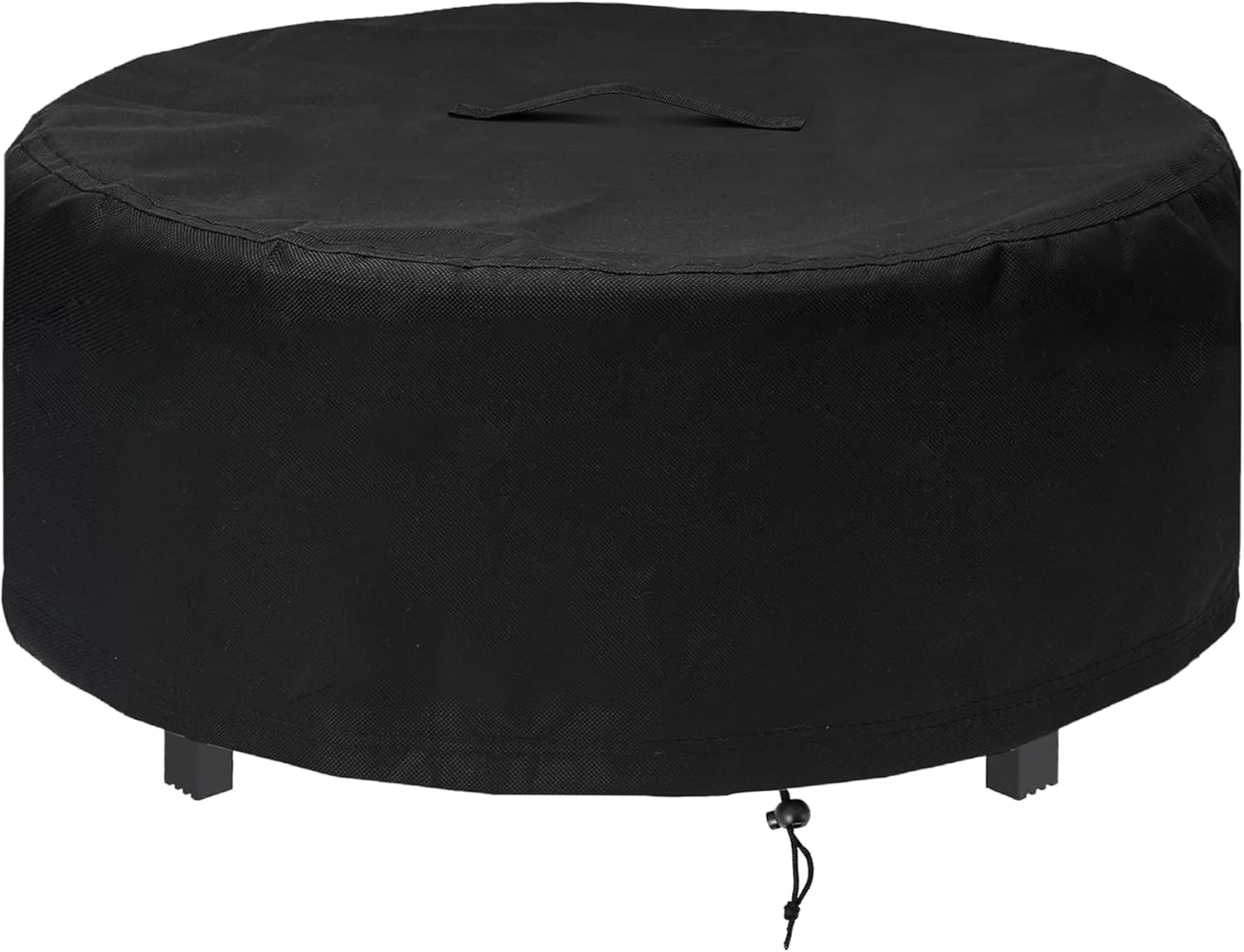 Round Fire Pit Cover 58 x 24 Inch, 600D Heavy Duty Taped Seam Waterproof Patio Friepit Cover, for Solo Yukon Fire Table, Windproof Drawstring, Fade & Weather Resistant Cover