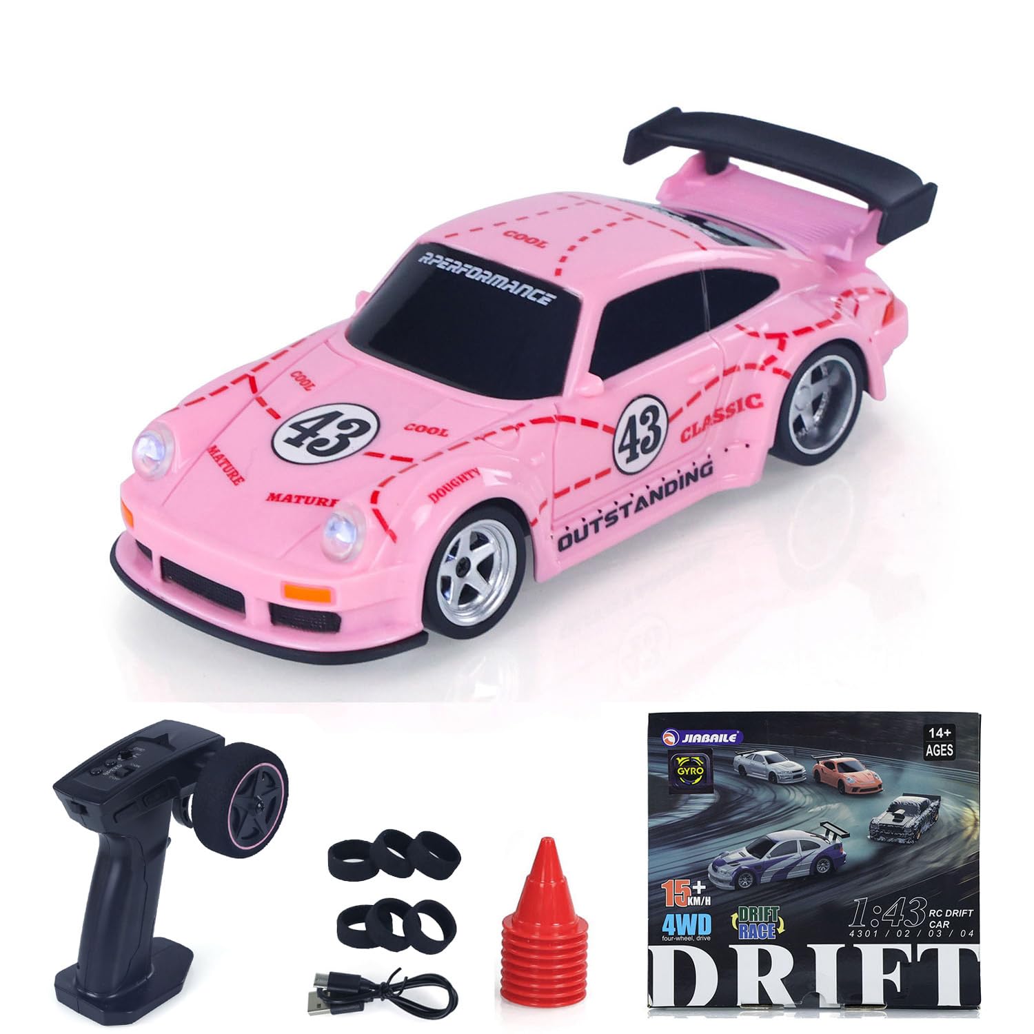 wheelfun JIABAILE 993 2.4G Mini RC Drift Car 1:43 Racing Vehicle