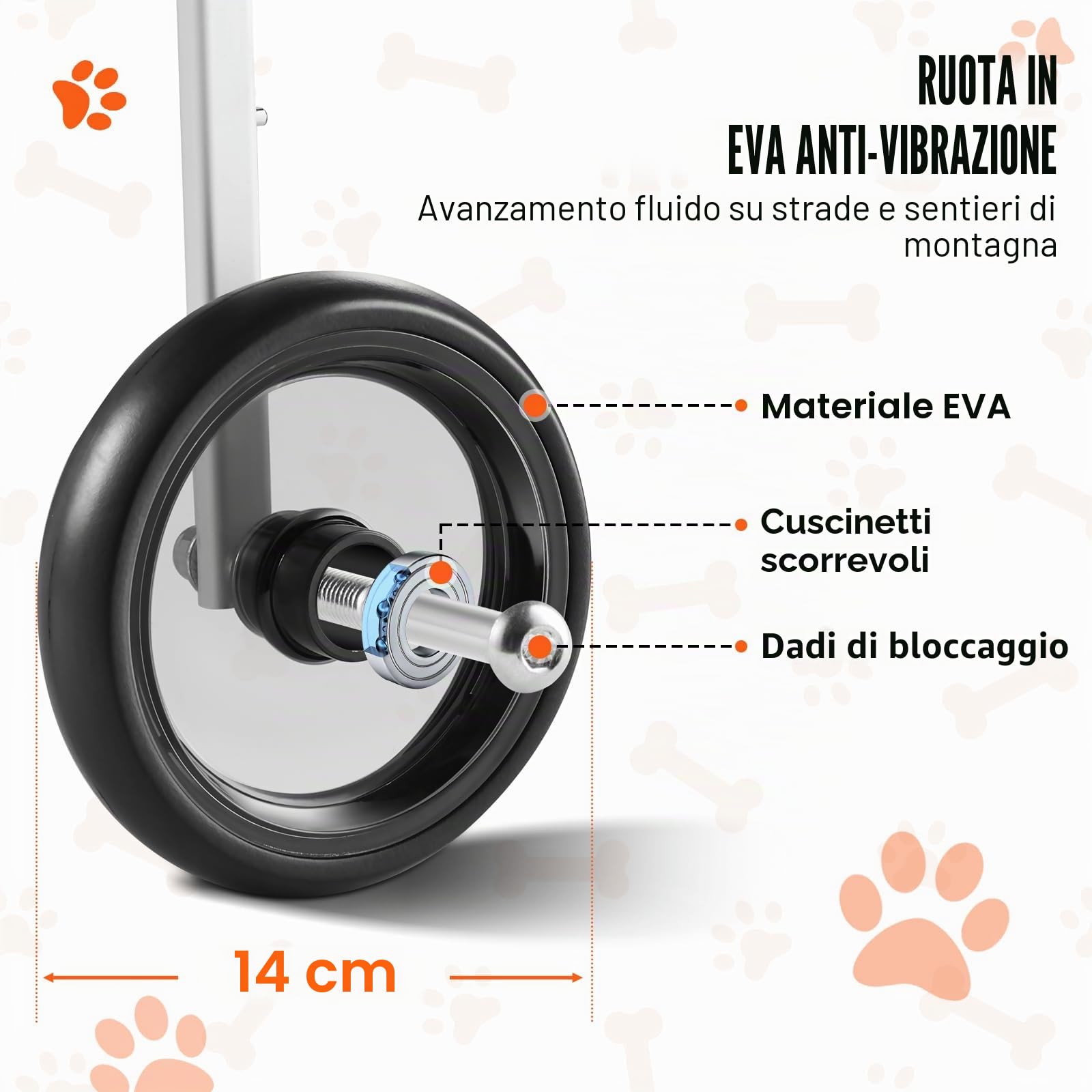 VEVOR Carrozzina per Cani a 2 Ruote per Gambe Posteriori, Carrozzina per Cani Leggera Regolabile Aiutare nella Guarigione, Carrello per Cani per Feriti, Disabili, Paralisi, Misura XS
