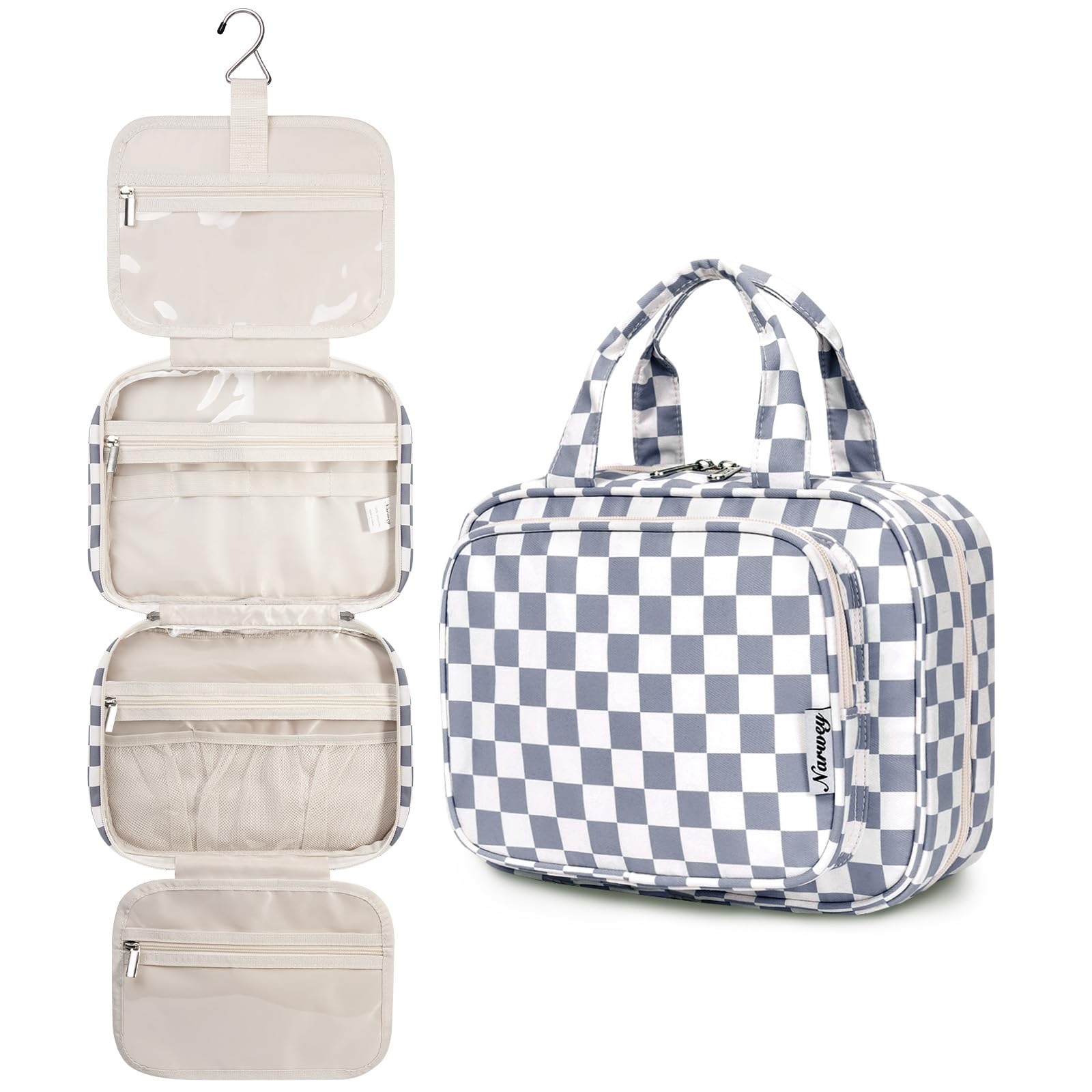 Narwey Hanging Toiletry Bag for Women Travel Makeup Bag Organizer Toiletries Bag for Travel Size Essentials Accessories Cosmetics