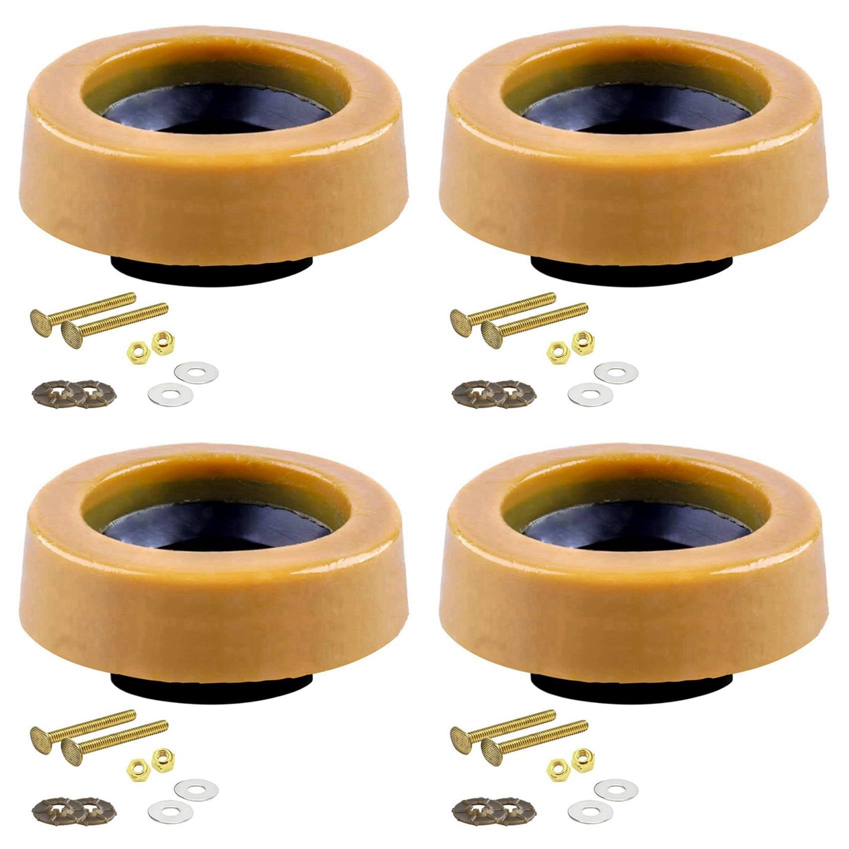 Hndhbfgrt 4X Toilet Wax Ring Kit for Floor Outlet Toilets New Install or Re-Seat with Flange and Bolts