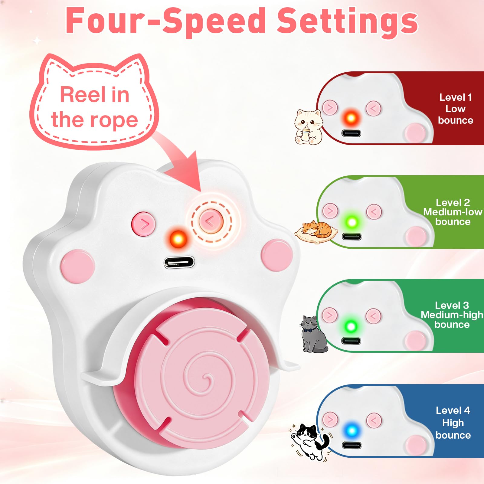 DoubleCare Juguetes interactivos para gatos de interior, juguete automático de plumas de pájaro volador para gatitos aburridos y gatos adultos, manos libres o de mano, rosa