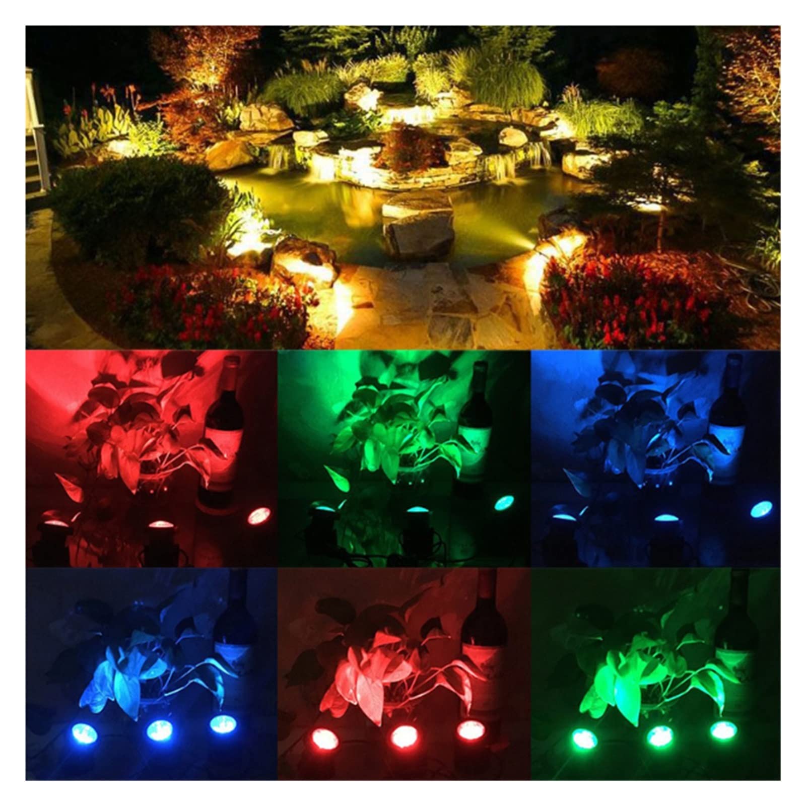 Lampada subacquea a LED RGB solare Faretto intercambiabile IP68 Luce spot impermeabile Piscina Fontana Stagno Acquario Impermeabili Sicure(2pcs RGB Lamp)