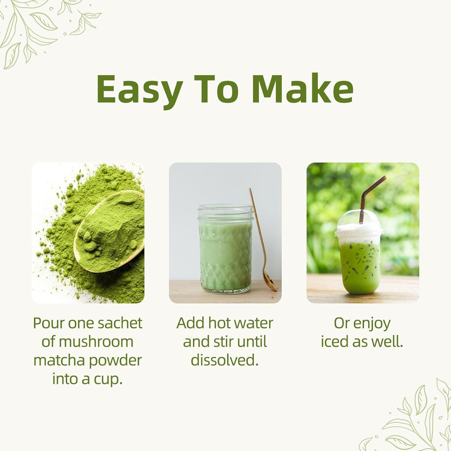 Mushroom Matcha Powder Latte Mix, 7.4 Ounce, 7 Superfood Mushrooms with 25% Beta-Glucans, Lions Mane, Reishi, Chaga, Coconut Powder, Ceremonial Grade Matcha Tea - Image 7