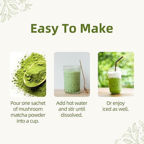 Miniatura 7 de Mezcla de café con leche en polvo de hongos, 7.4 onzas, 7 hongos superalimentos con 25% de beta-glucanos, melena de león, reishi, chaga, coco en