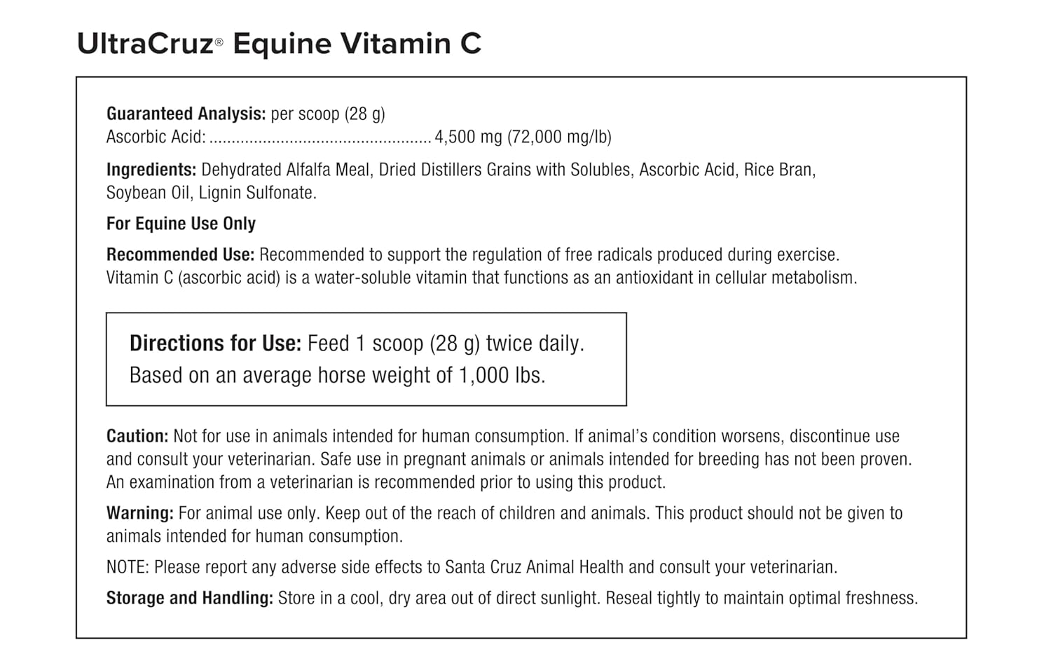 UltraCruz-516466 Equine Vitamin C (Ascorbic Acid) Supplement for Horses, 10 lb, Pellet (80 Day Supply)