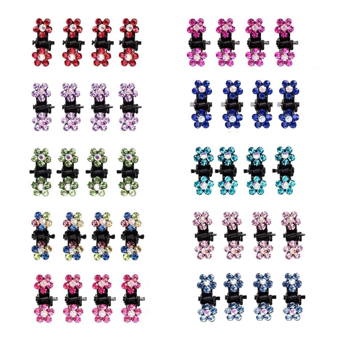 Fezf Paquete De 40 Mini Pinzas Para El Cabello, Mini Pinzas Para El Cabello De Cristal Brillante, Pinzas Para El Cabello Pequeñas Para Niñas Para Bodas, Fiestas, Bailes (10 Colores)